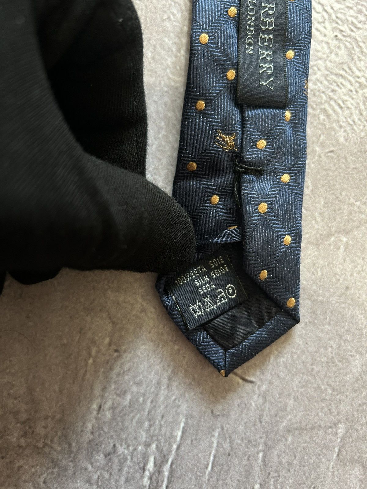 Burberry × Designer Burberry Blue Polka Logo Print Pattern Silk Tie 57" Size ONE SIZE - 6 Thumbnail