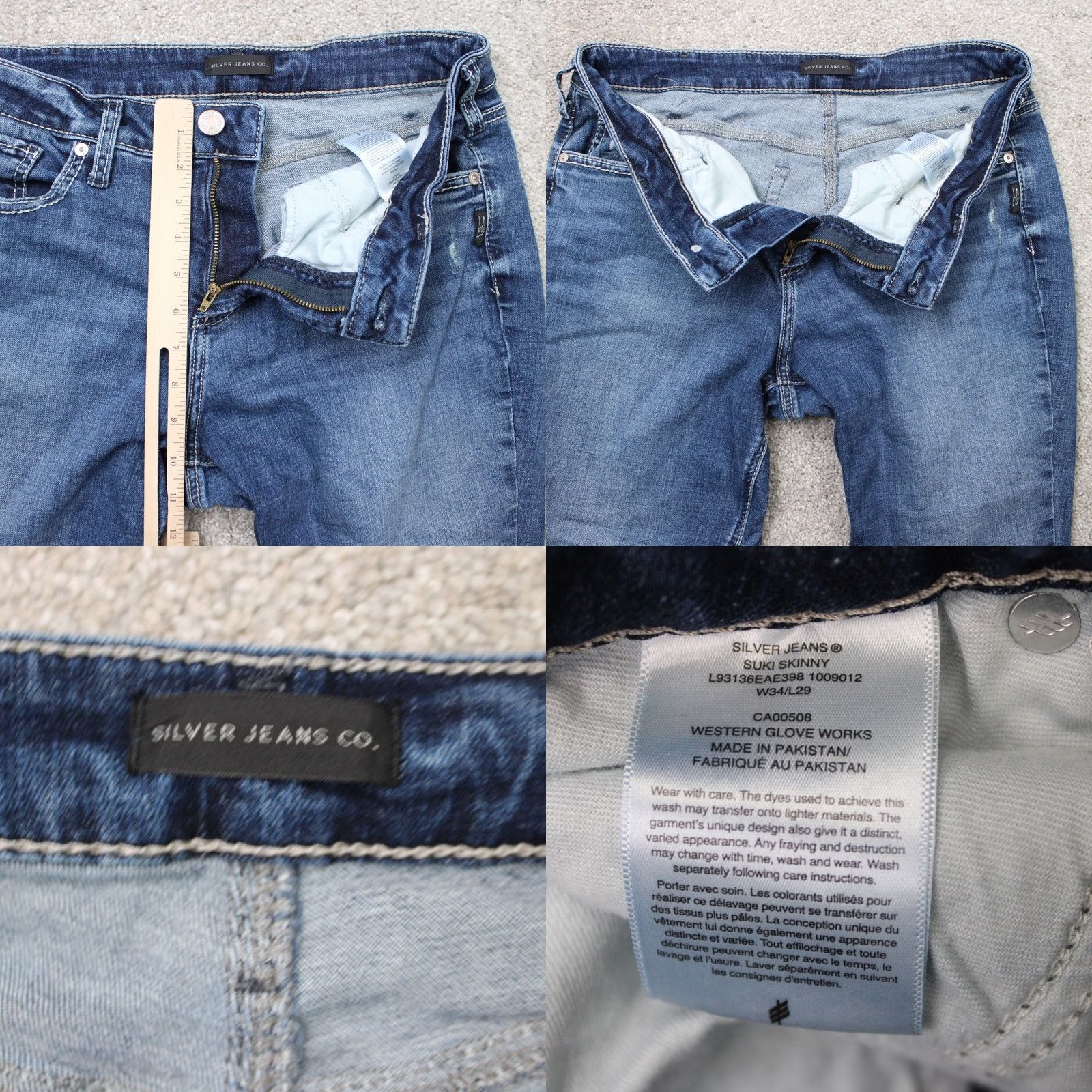 Silver Jeans Co. Silver Jeans Suki Blue Jeans 5-Pocket Skinny Stretch Denim Women's 34 x 29 Regular Size XS Size 24" / US 00 / IT 34 - 8 Thumbnail