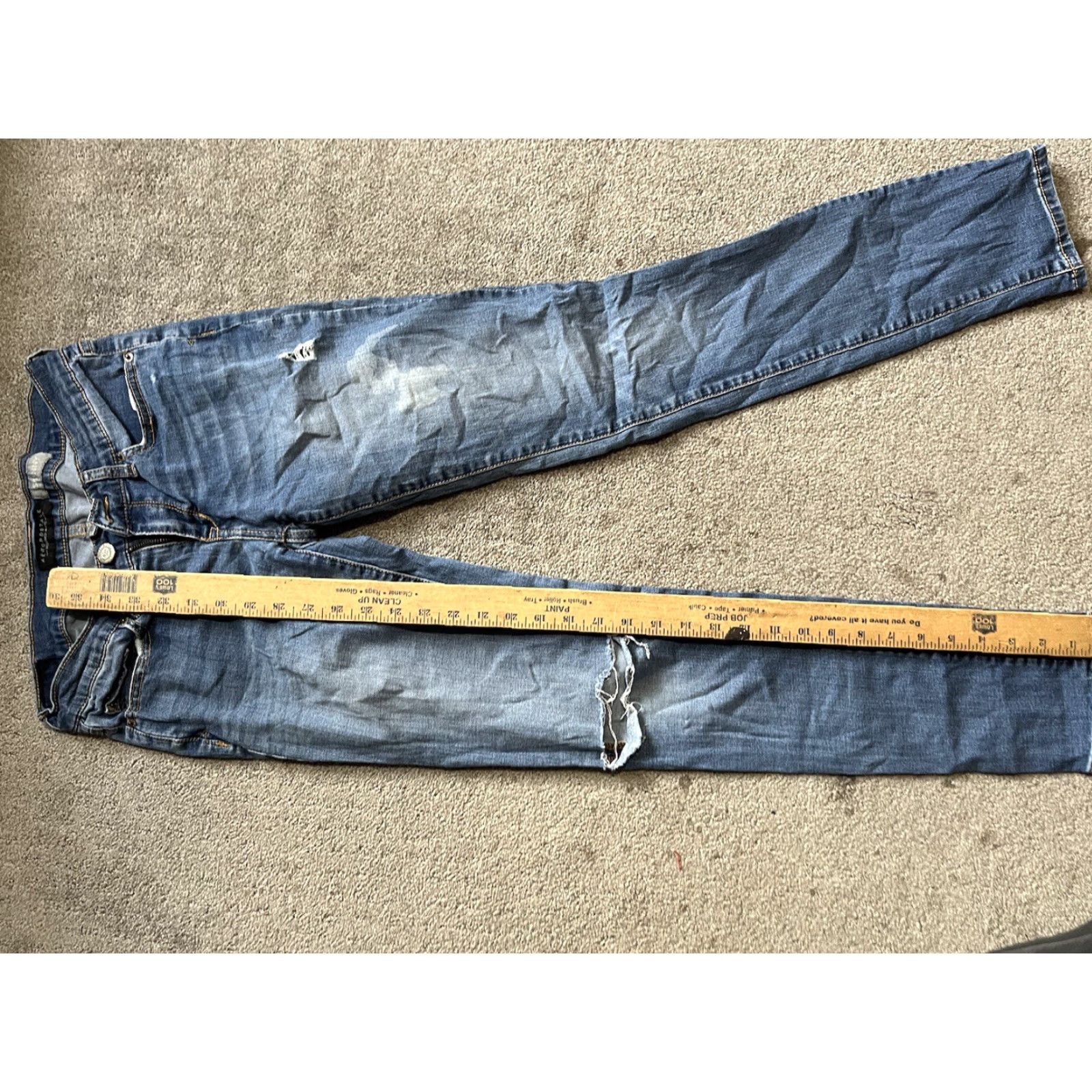 Vintage Aeropostale Jeans Womens 2 Reg Blue Distressed Skinny Low Rise Denim Size 26" / US 2 / IT 38 - 8 Thumbnail
