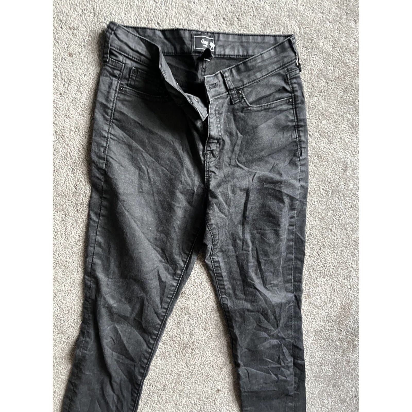 Gap Gap Women Skinny Jeans Regular Size 4 Black Light Wash Stretch Denim Raw Hem Size 27" / US 4 / IT 40 - 2 Thumbnail