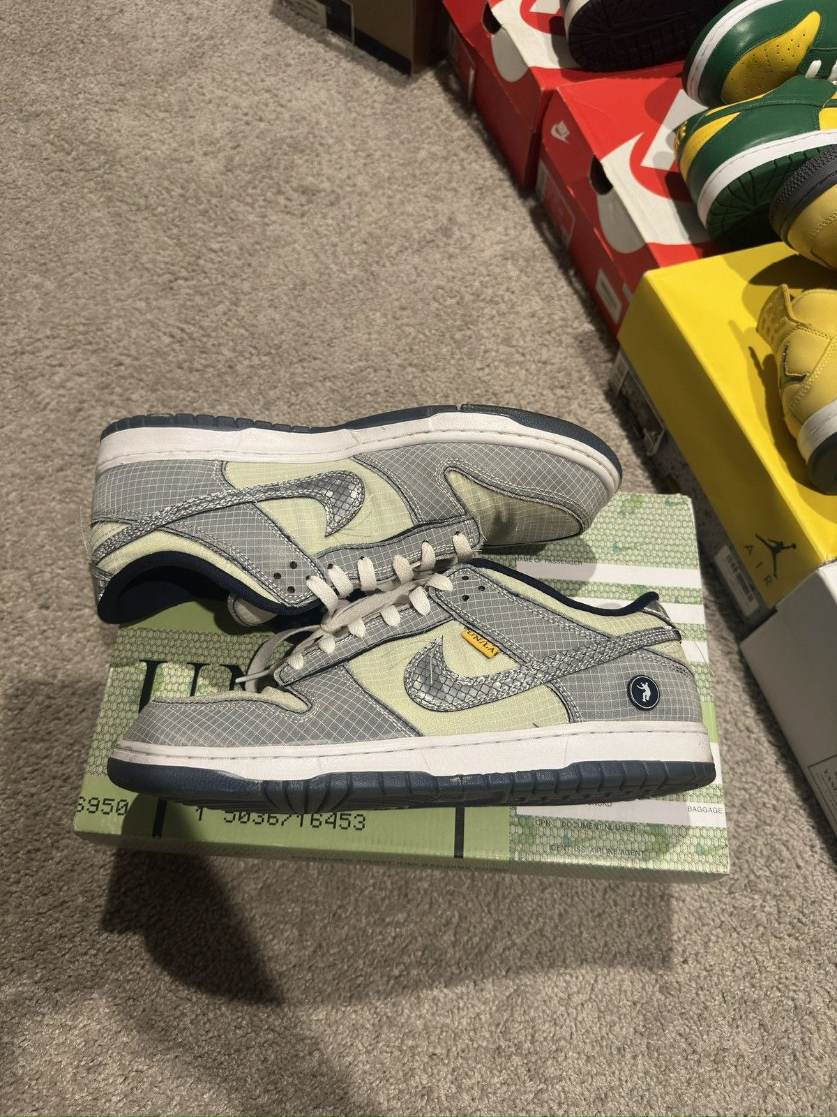 image of Nike Dunk Low Union Shoes in Grey, Men's (Size 10.5)