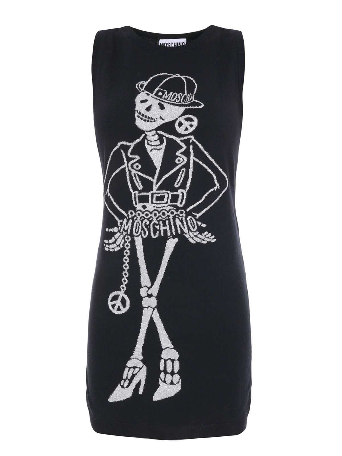 Moschino Moschino Couture Gold Skeleton Intarsia Wool Midi Dress Size M / US 6-8 / IT 42-44 - 1 Thumbnail