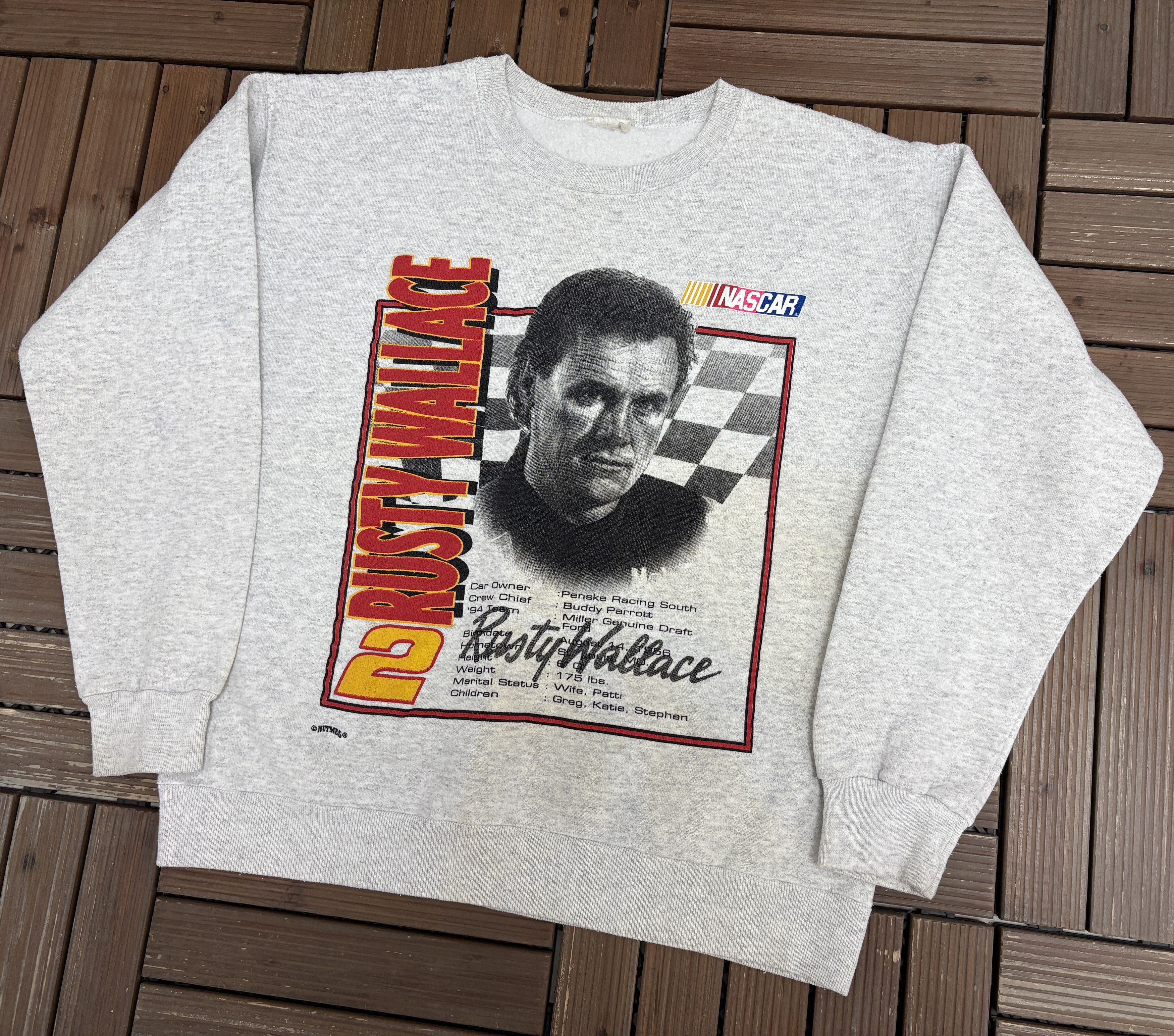 Vintage Rusty Wallace NASCAR Vintage Grey Crewneck Sweater Size US L / EU 52-54 / 3 - 2 Thumbnail