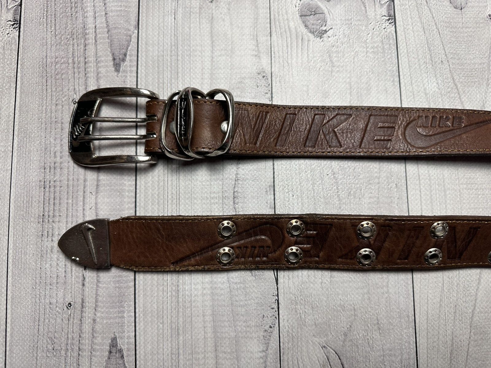 Nike × Vintage Vintage Nike leather belt logo rare Size ONE SIZE - 2 Thumbnail