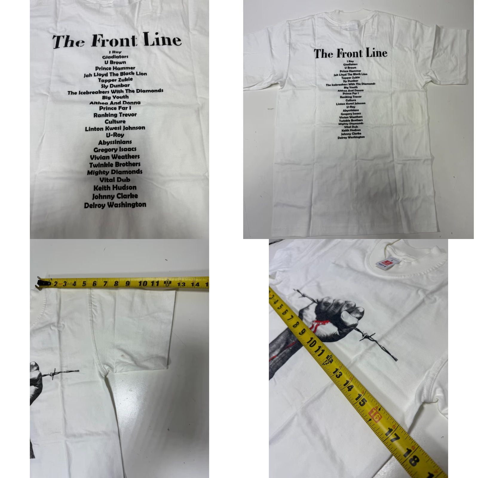 Hanes VINTAGE Hanes 1978 Front Line Reggae T-Shirt Unisex Adult Small White Promotional Collectible Size US S / EU 44-46 / 1 - 8 Thumbnail