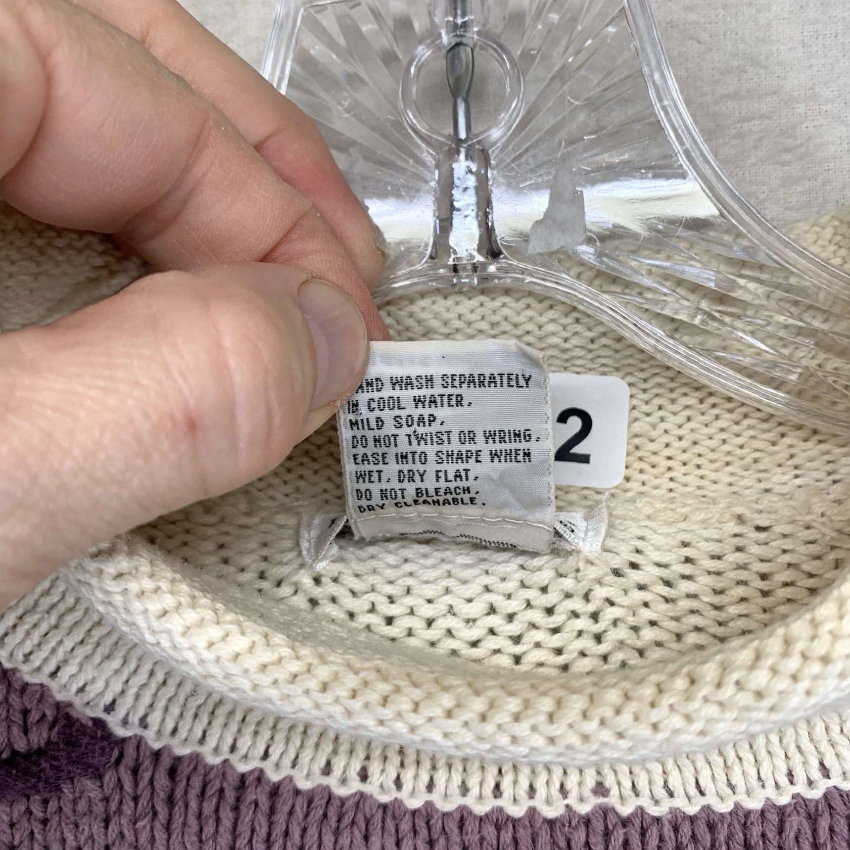 Vintage VINTAGE Women's Jumper Large Embroidered Detailed Front Mauve Light Sage Natural Size L / US 10 / IT 46 - 5 Thumbnail