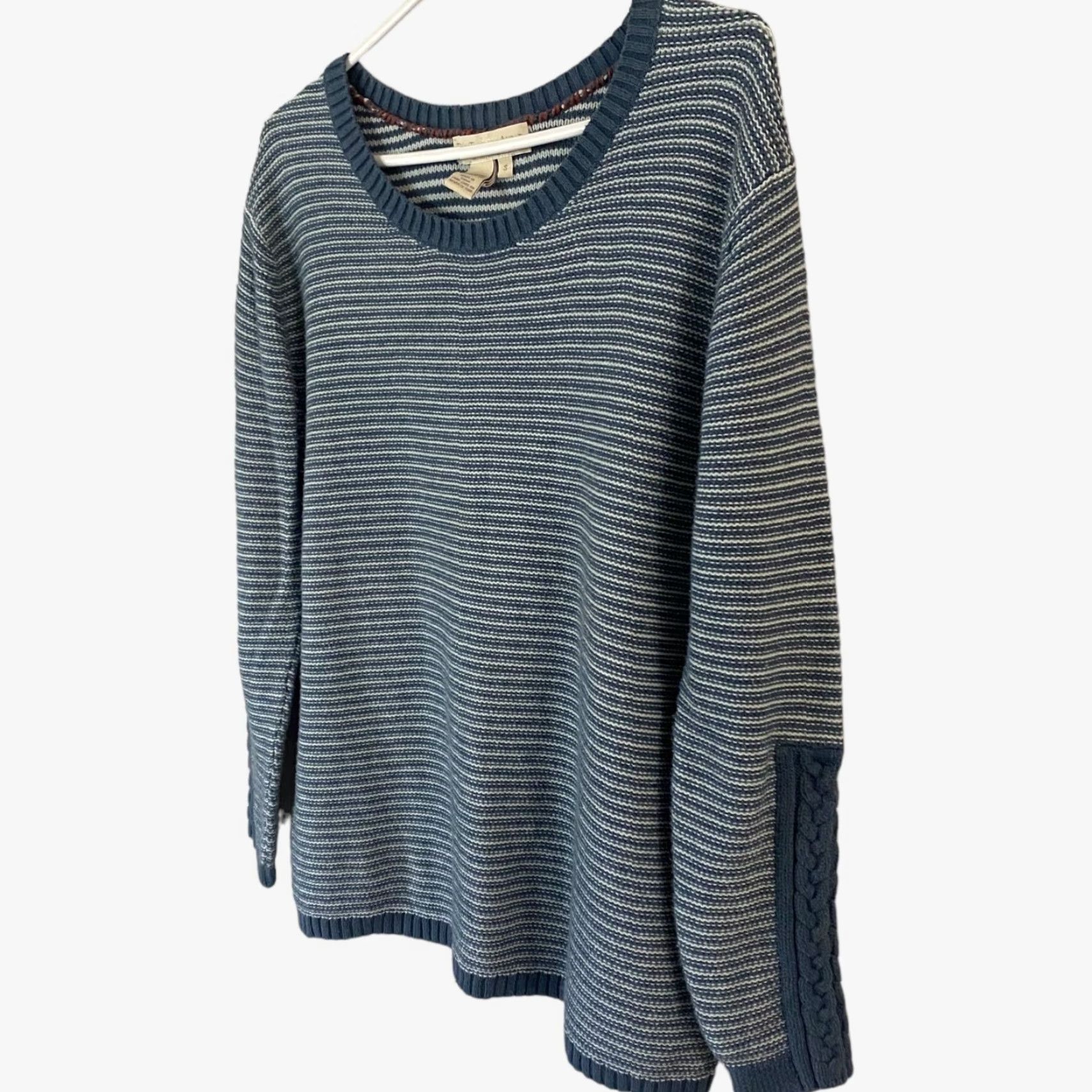 The Territory Ahead The Territory Ahead Pullover Sweater Womens Small Blue White Striped Long Sleeve Knitted Knit Acrylic Cotton Pullover Sweatshirt Size S / US 4 / IT 40 - 2 Thumbnail