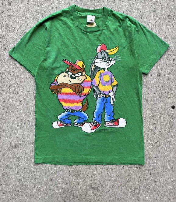 image of Vintage x Warner Bros 1994 Novel Tees Looney Tunes Taz And Bugs Tee in Green, Men's (Size Large)