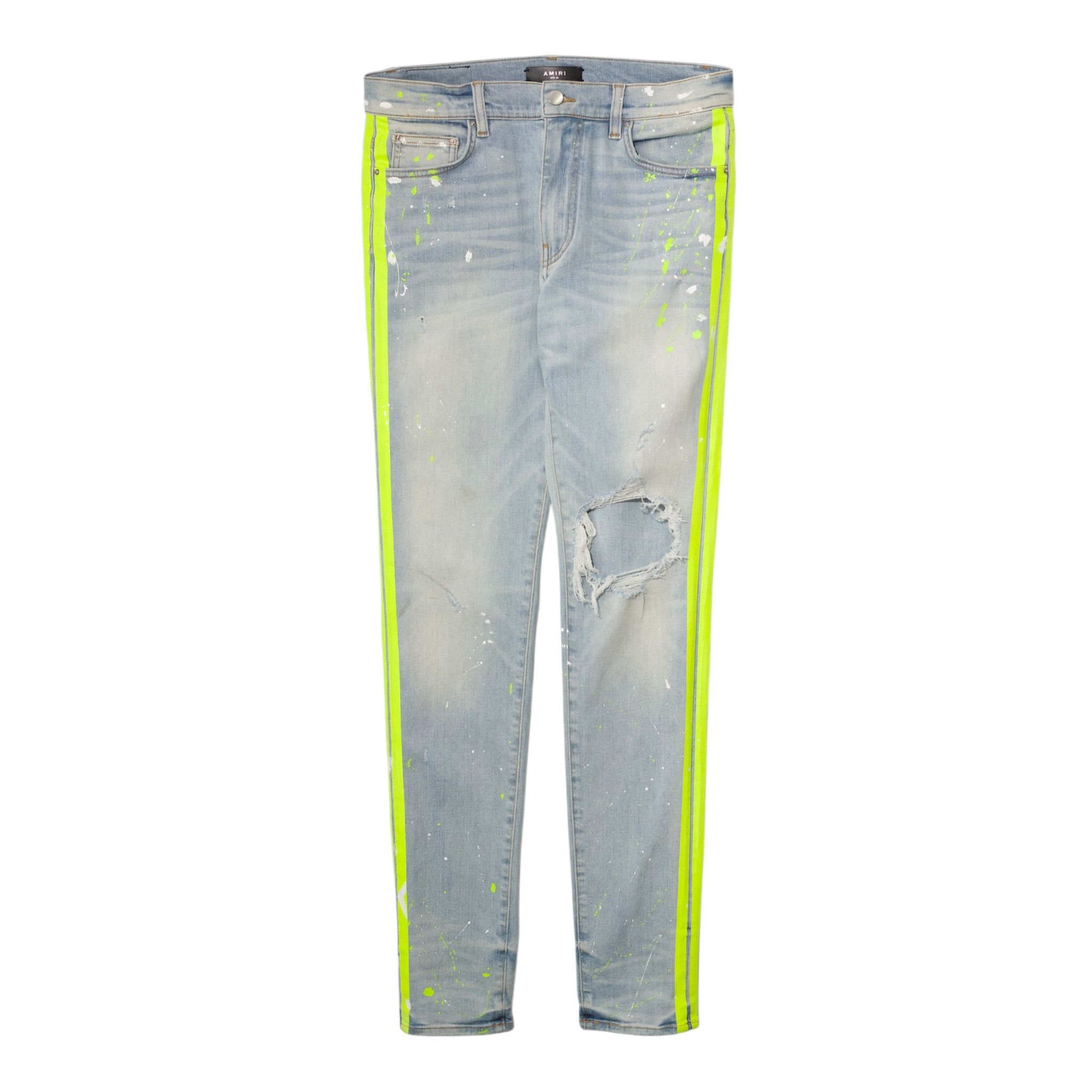 大人気新品 AMIRI インディゴ ブロークン ペインター トラック