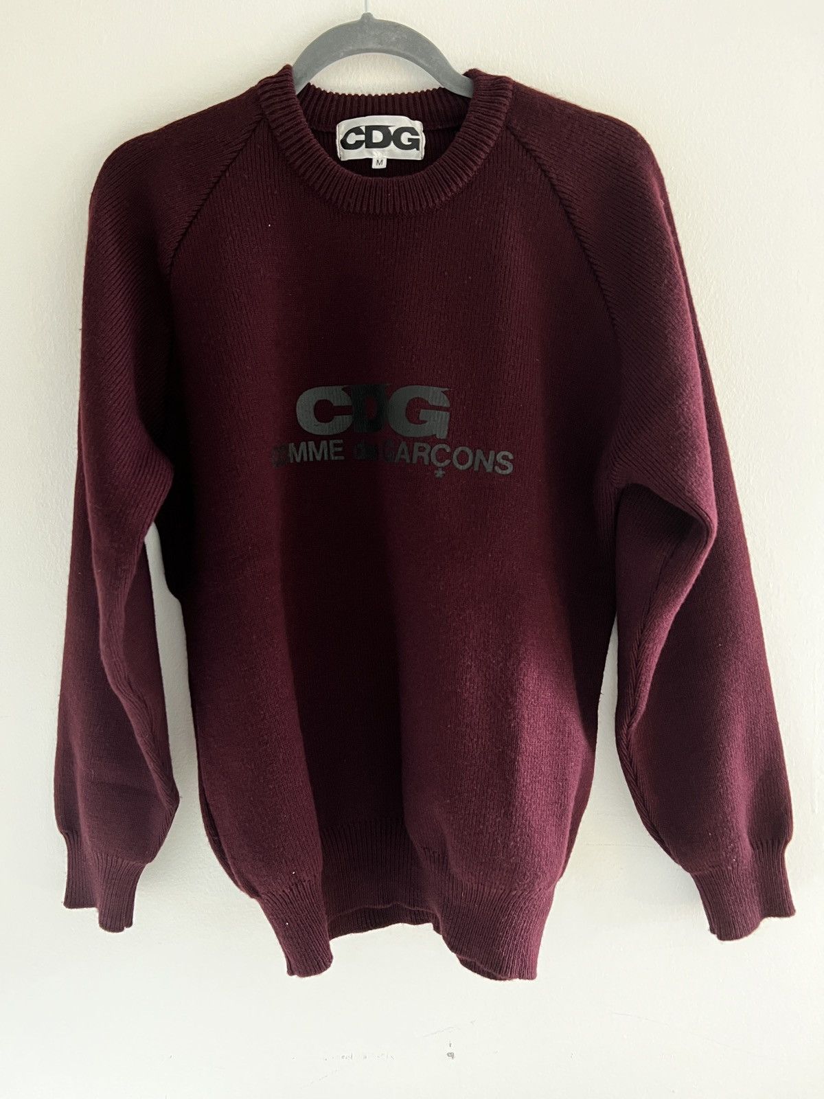 Comme des Garcons Homme Deux CDG maroon logo sweater Size US M / EU 48-50 / 2 - 1 Thumbnail