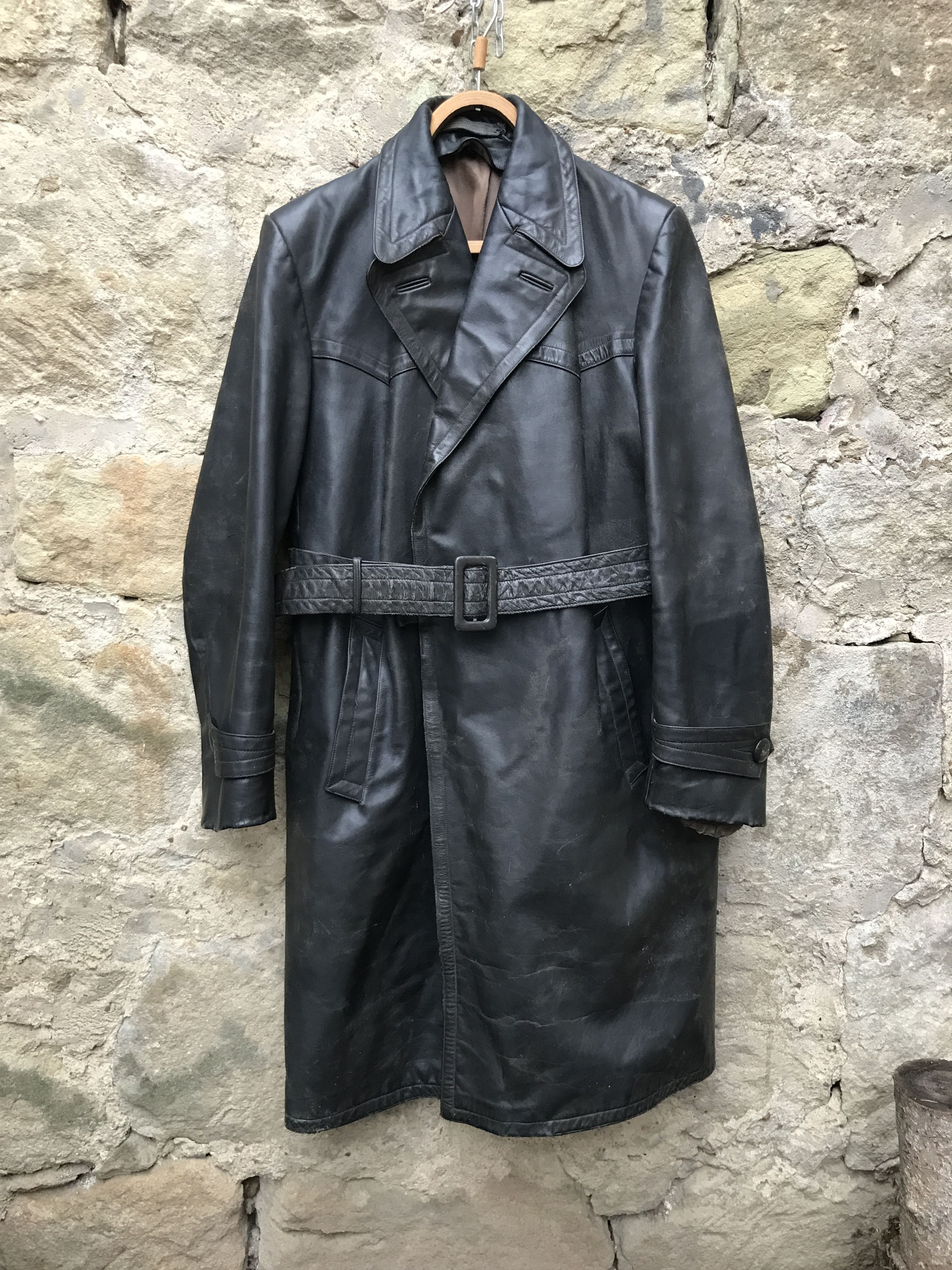 Vintage 40s German Motorcycle Horsehide Leather Jacket / Coat Size US L / EU 52-54 / 3 - 1 Thumbnail