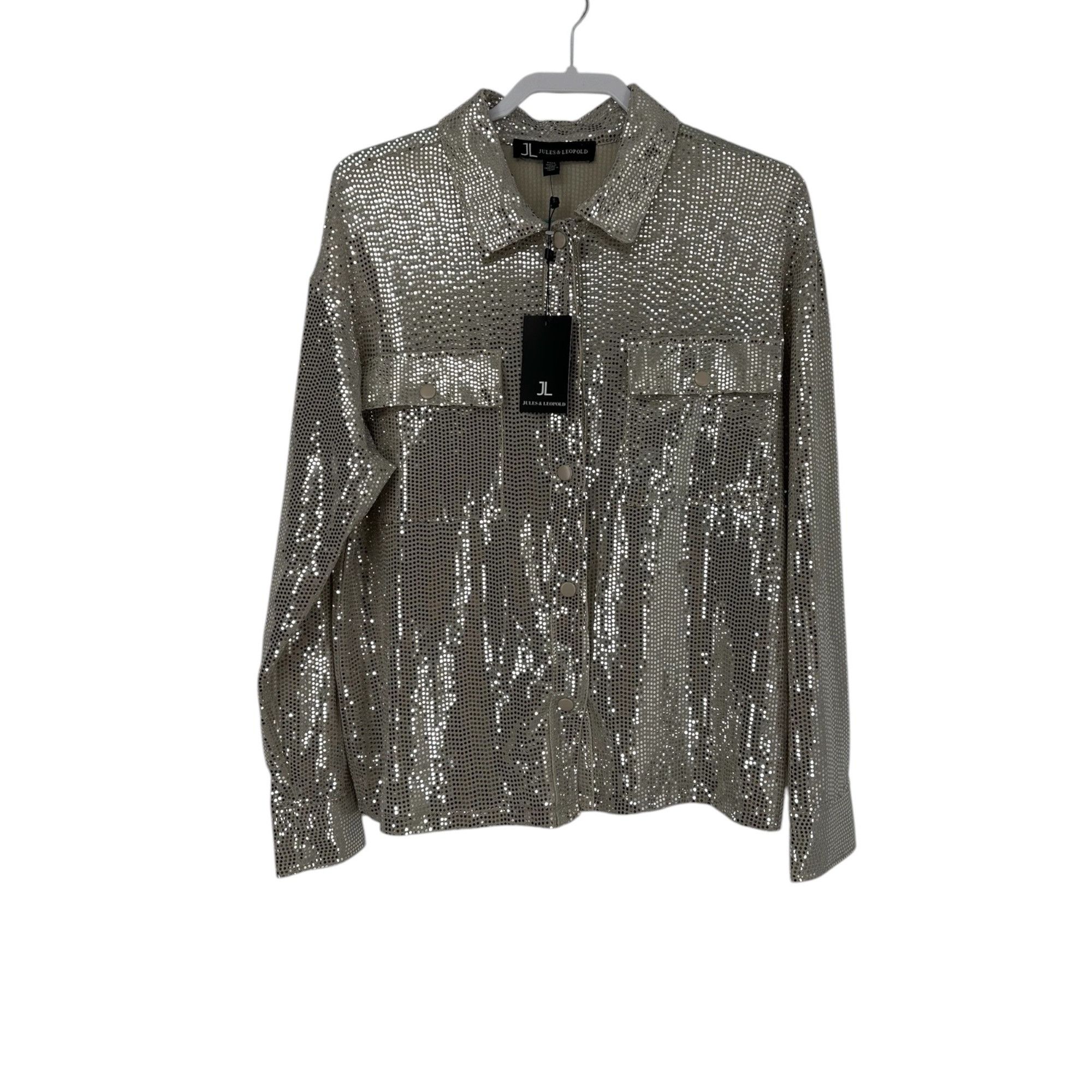 Other Jules & Leopold Women Metallic Sequin Shirt Jacket Medium Si Size M / US 6-8 / IT 42-44 - 1 Thumbnail