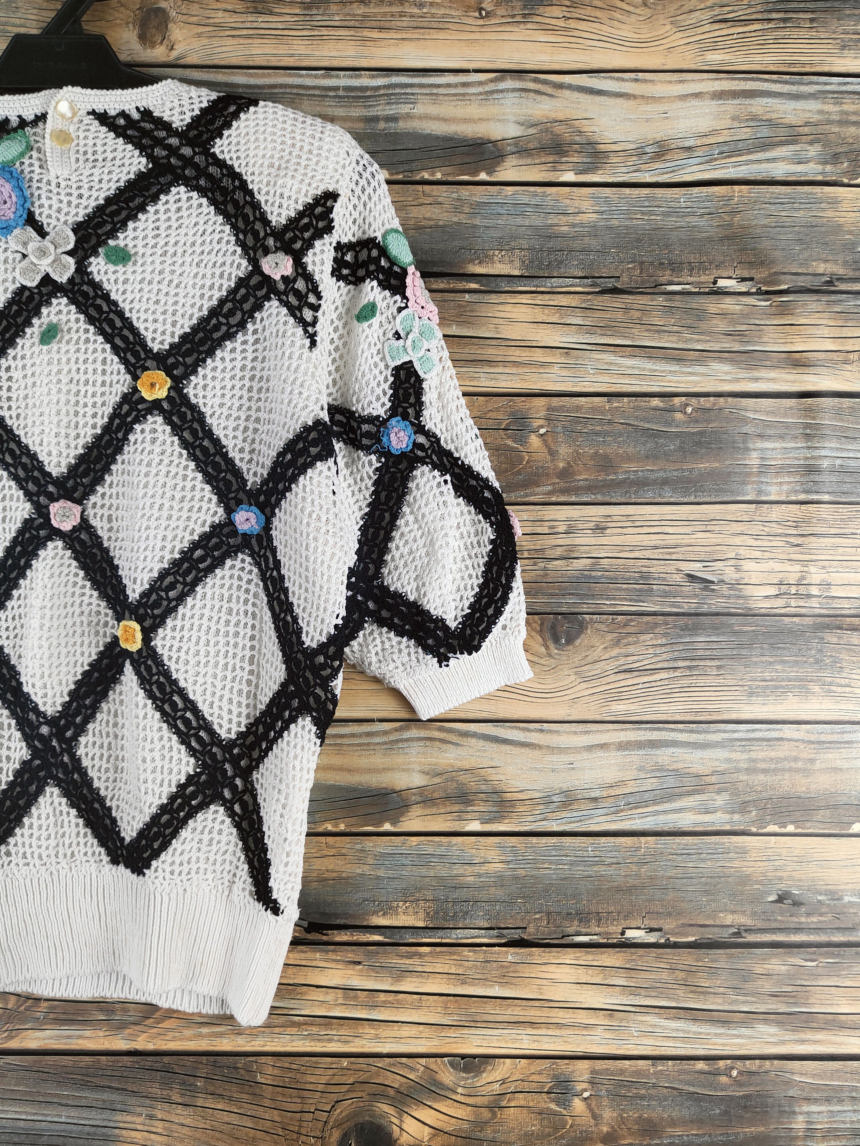 Japanese Brand DL Royal City White Black Knitwear Sweatshirts #46-978 Size S / US 4 / IT 40 - 9 Thumbnail