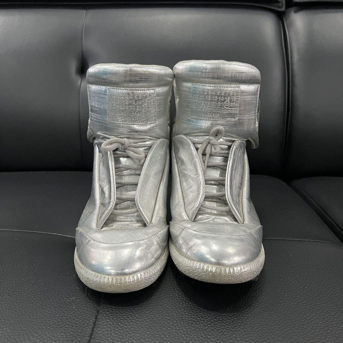 Maison Margiela Maison Margiela “Future” Liquid Silver High-Top Sneakers Size US 7 / EU 40 - 17 Thumbnail