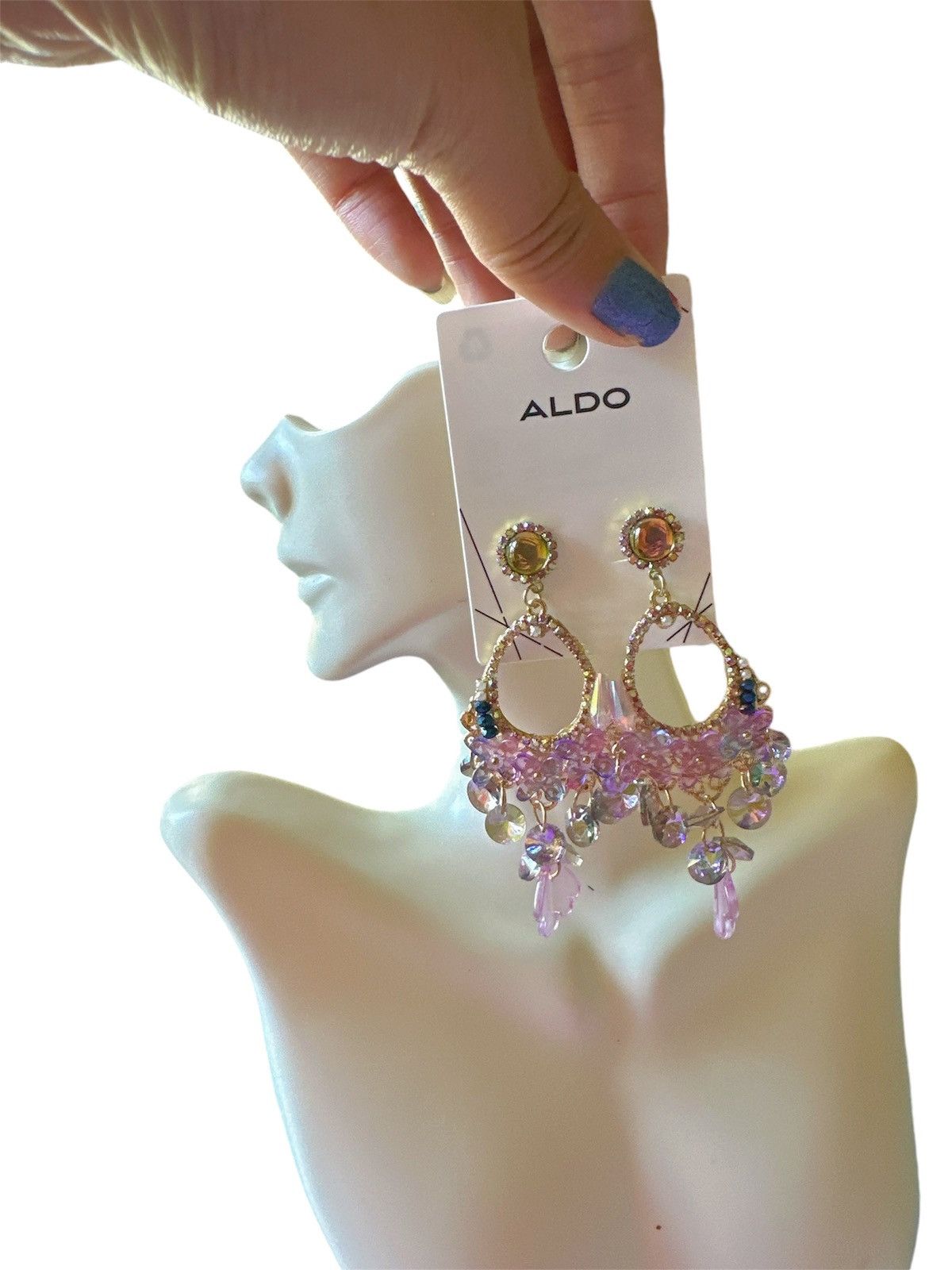 Aldo Aldo earrings transparent multicolor crystals flower paved Size ONE SIZE - 1 Thumbnail