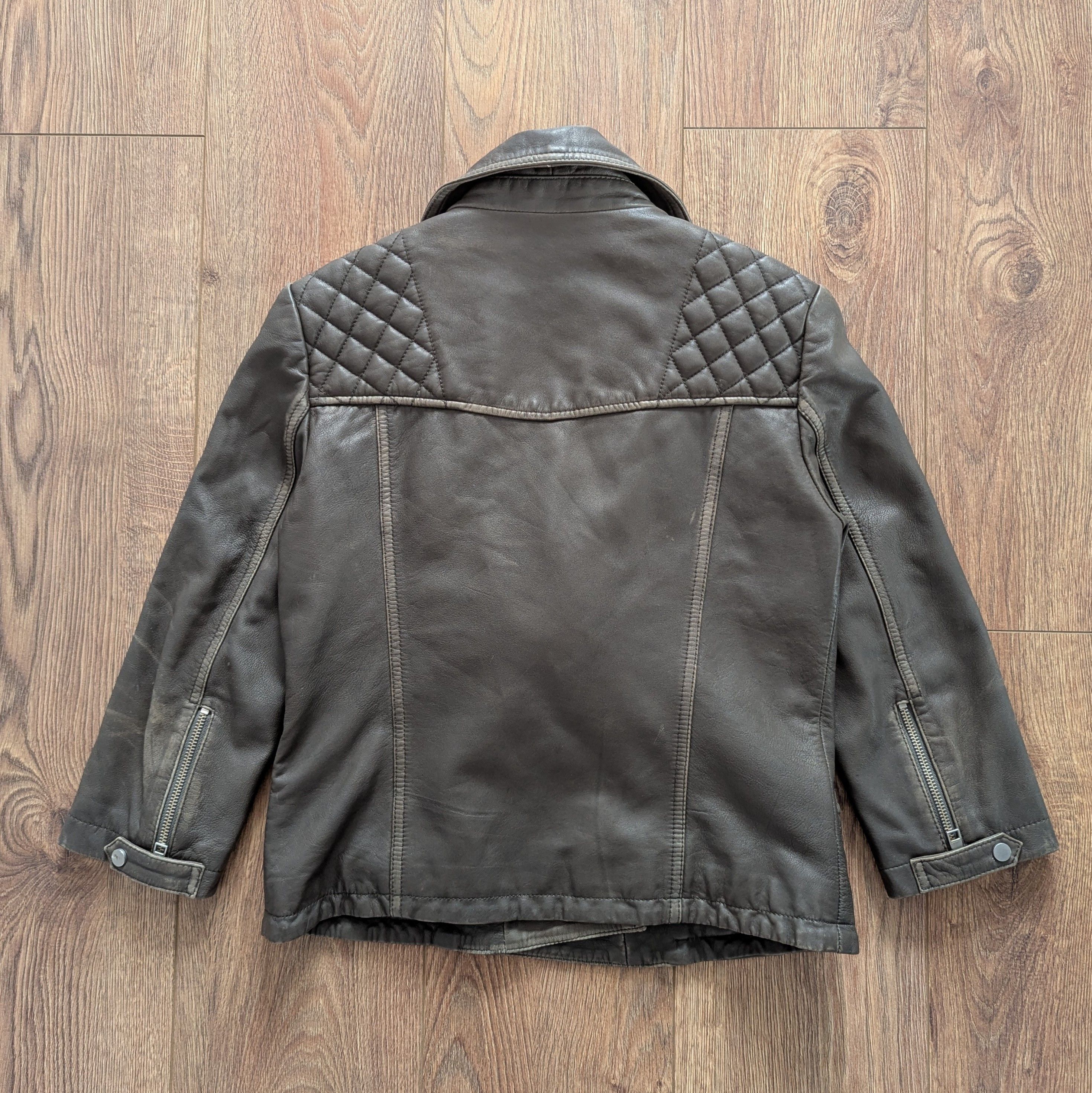 Allsaints ALLSAINTS Cropped Cargo Biker Leather Jacket With Scuffs Size M / US 6-8 / IT 42-44 - 20 Thumbnail