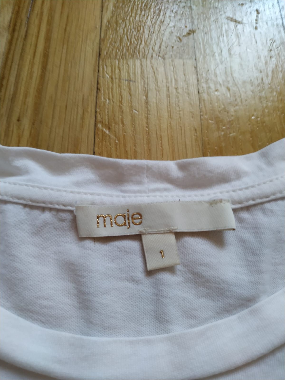 Maje White t-shirt Maje, S metal rings, tee, tshirt Size S / US 4 / IT 40 - 3 Thumbnail