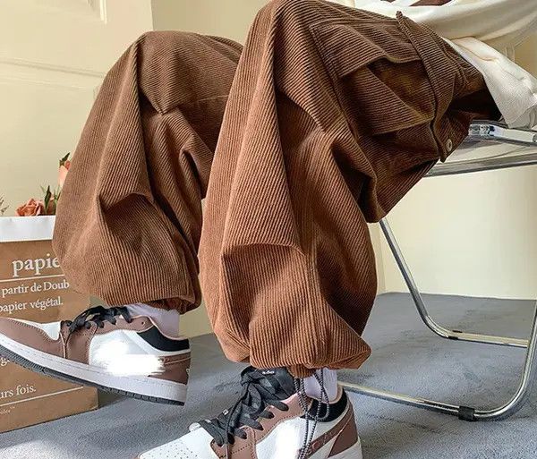 Japanese Brand Fukuoka x Kyoko Brown Cargo Corduroy Pants Size US 31 - 3 Thumbnail