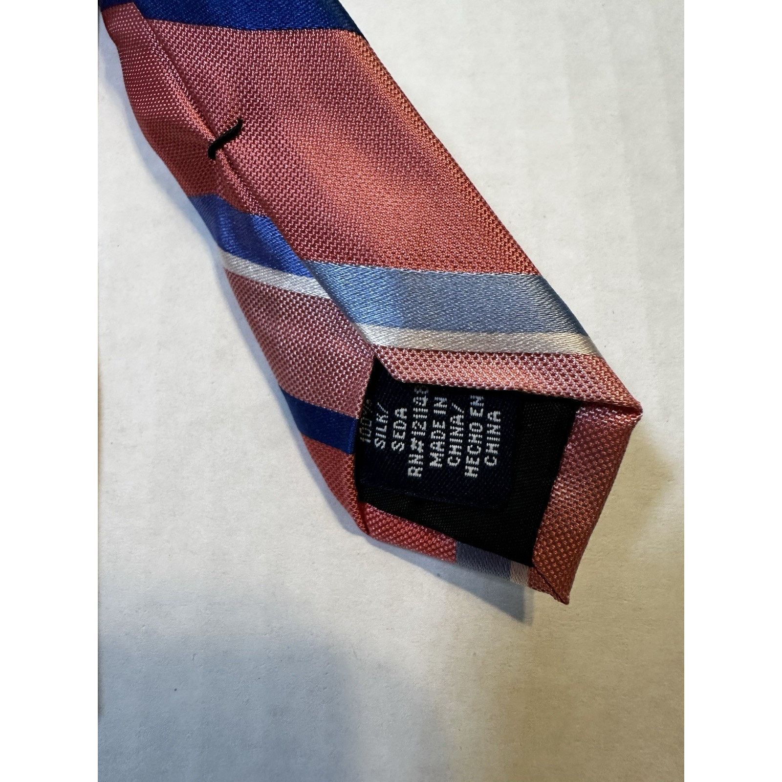 Stafford Stafford Neck Tie Silk Pink/Blue Stripe Preppy Business Size ONE SIZE - 4 Thumbnail