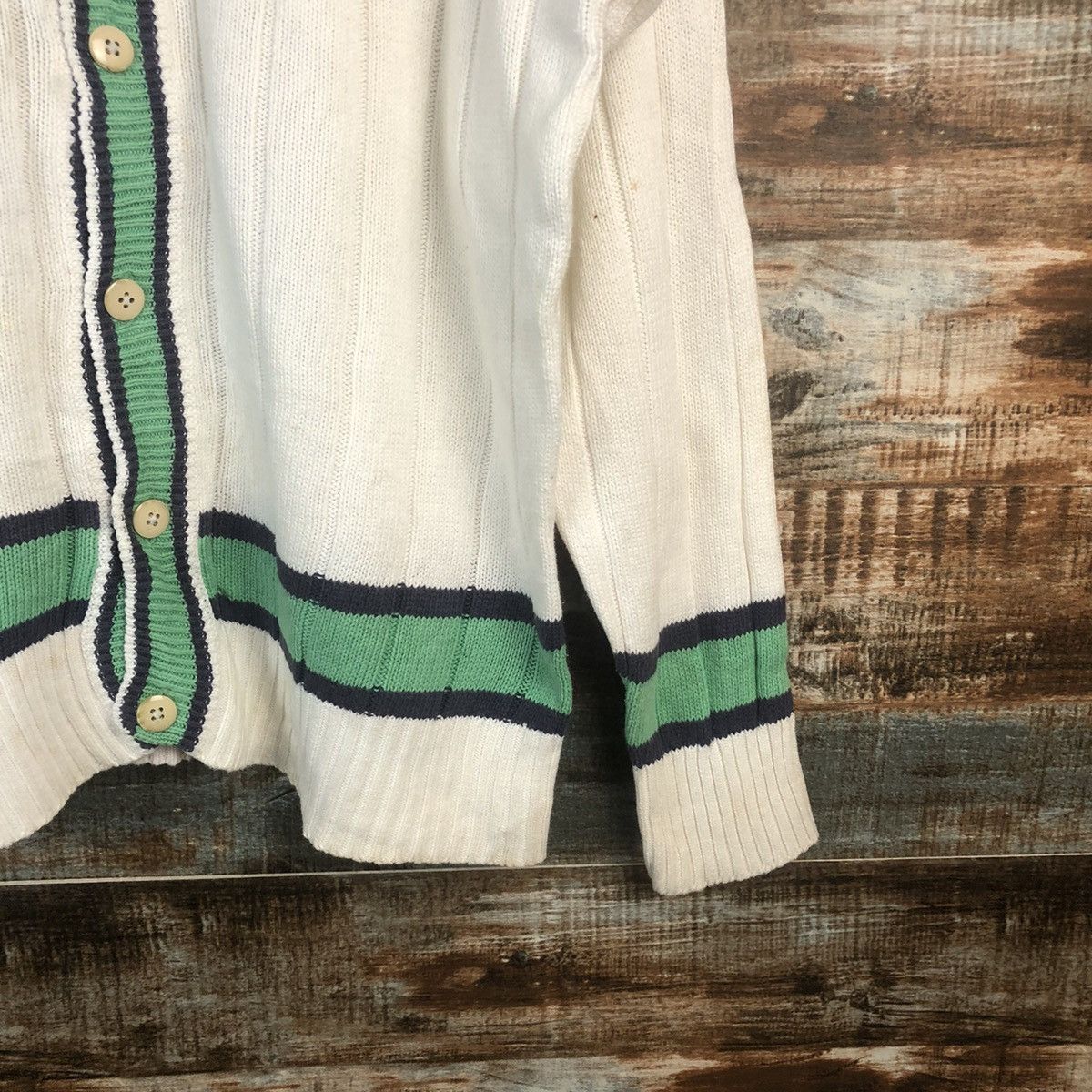 Van DL Van White Cardigan Knitwear #C589 Size US M / EU 48-50 / 2 - 8 Thumbnail