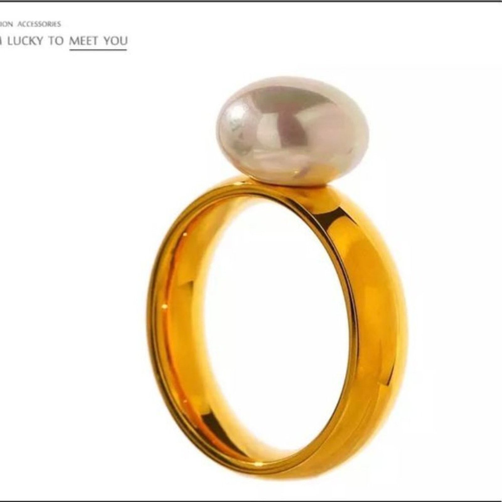 Other New 18k Gold Pearl Ring 6, 7, 8 Size ONE SIZE - 1 Thumbnail