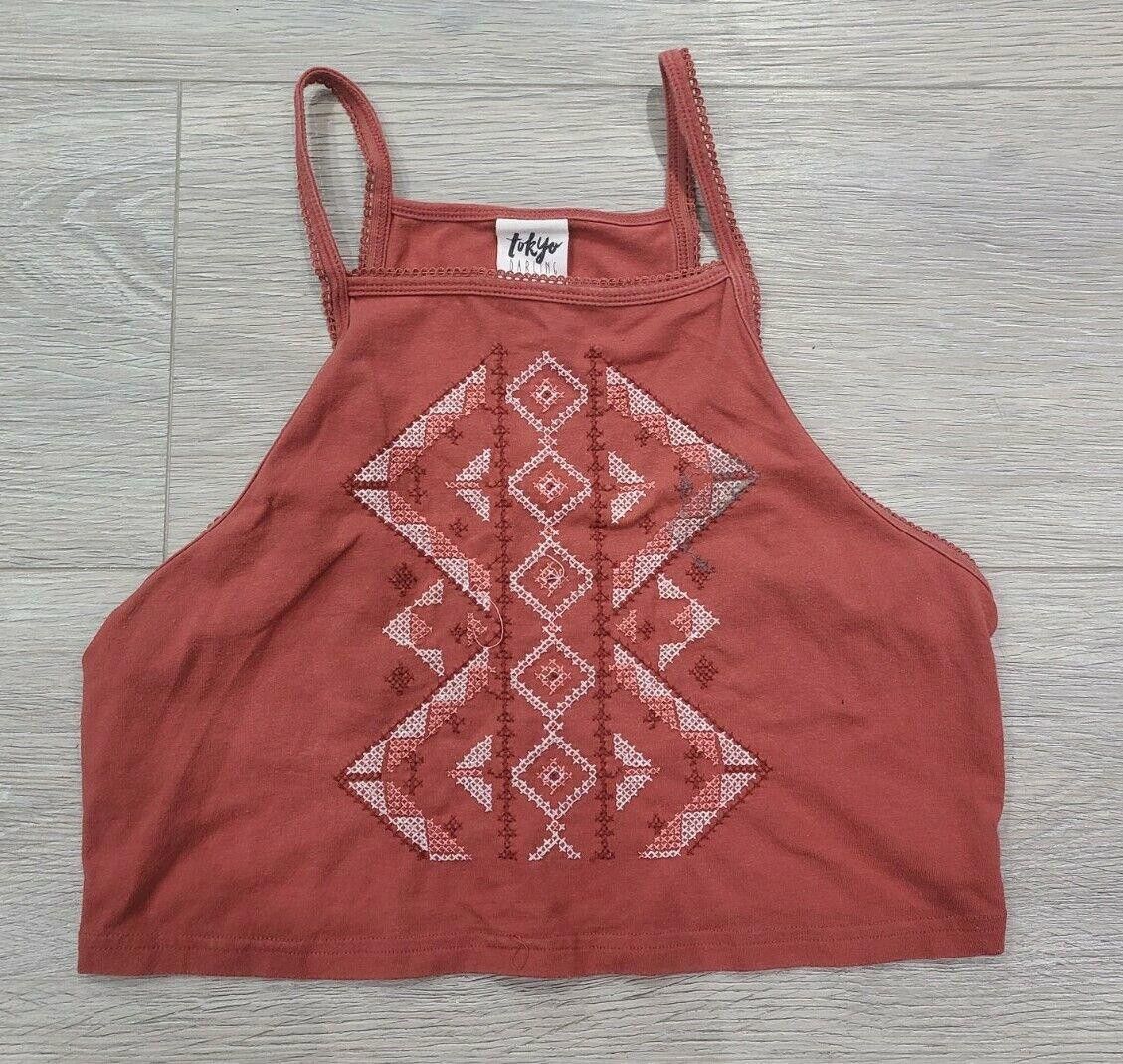 Designer Tokyo Darling Crop Top Large Halter Pink Embroidered Size L / US 10 / IT 46 - 1 Thumbnail