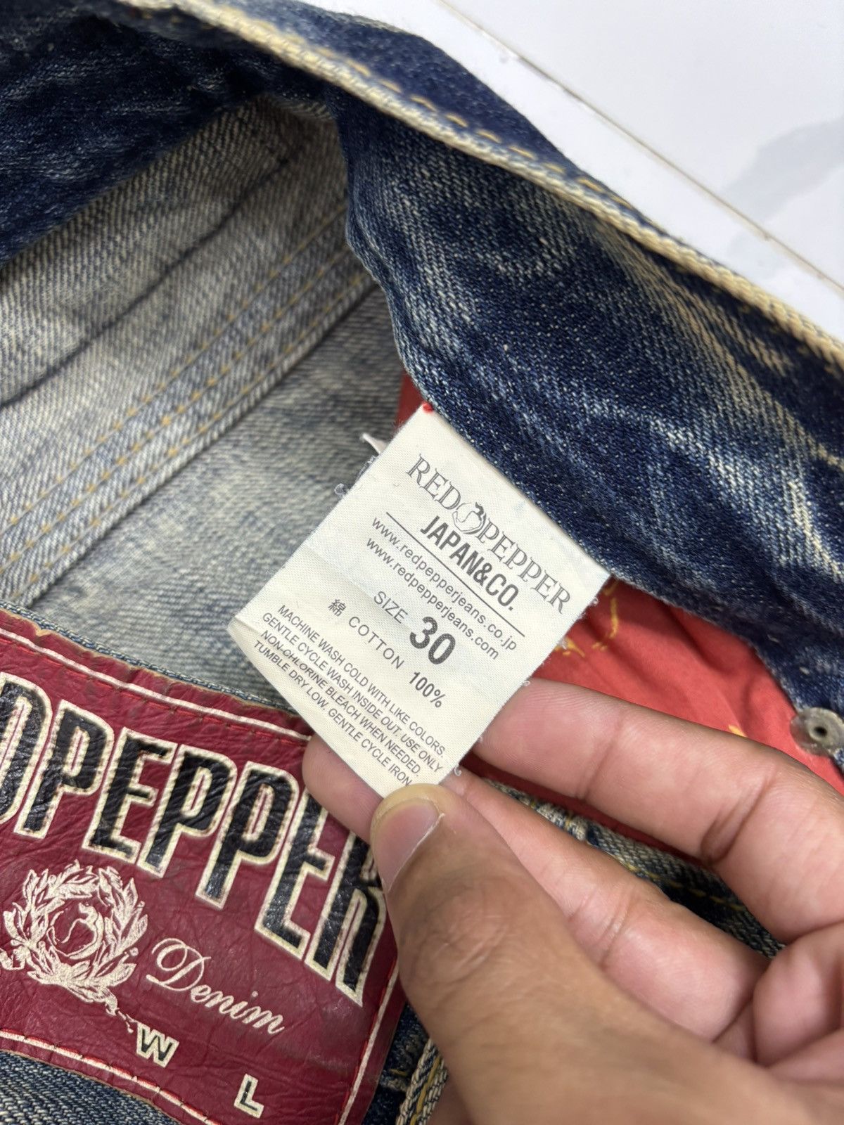 If Six Was Nine Rare Red Pepper Japan Patchwork Denim Jeans Size US 32 / EU 48 - 14 Thumbnail