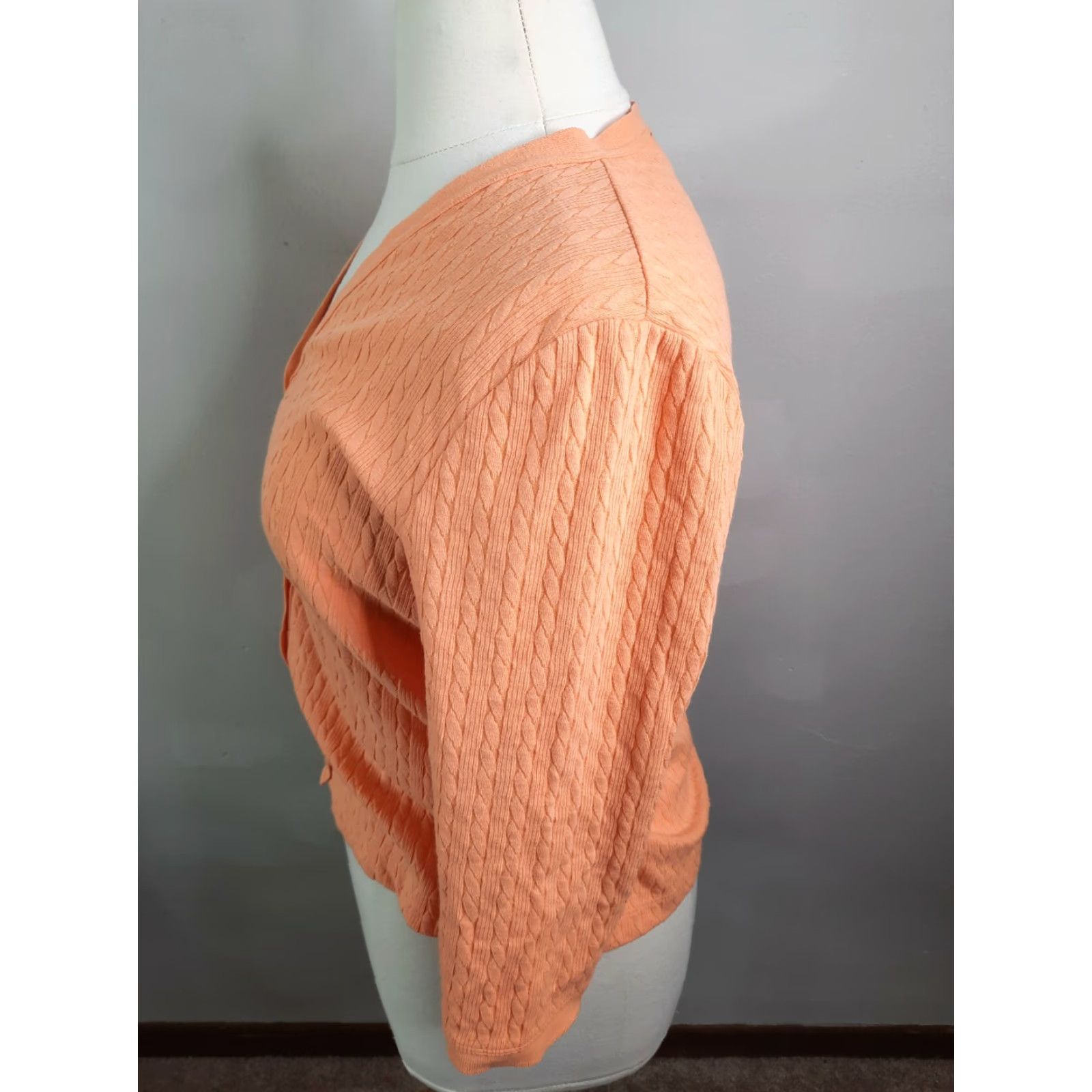 Ralph Lauren Lauren Ralph Lauren Cardigan L Orange Cotton 3/4 Sleeve Button Front Womens Size L / US 10 / IT 46 - 4 Thumbnail