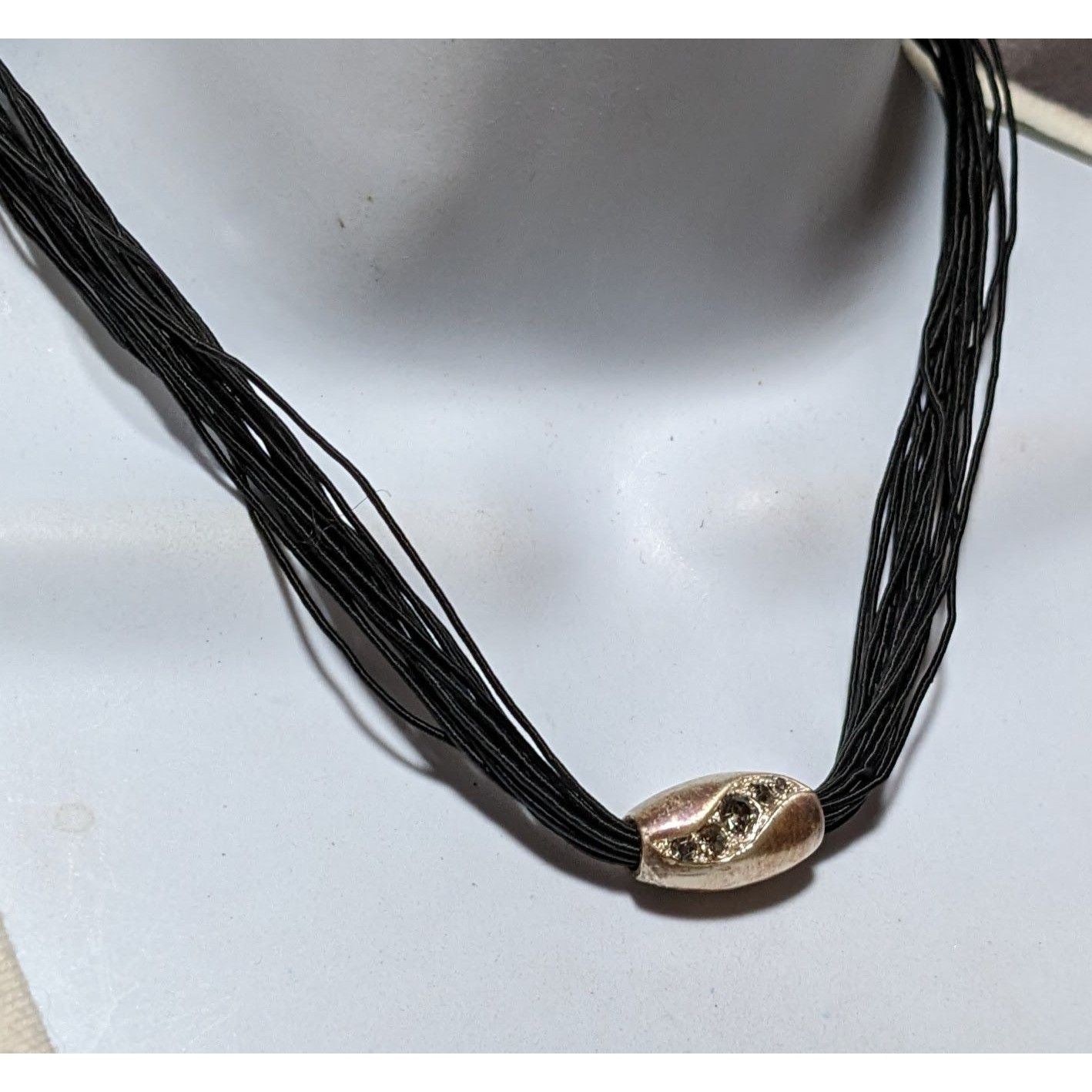 Other Modern Gem Inlaid Silver Barrel Pendant Necklace Size ONE SIZE - 9 Thumbnail