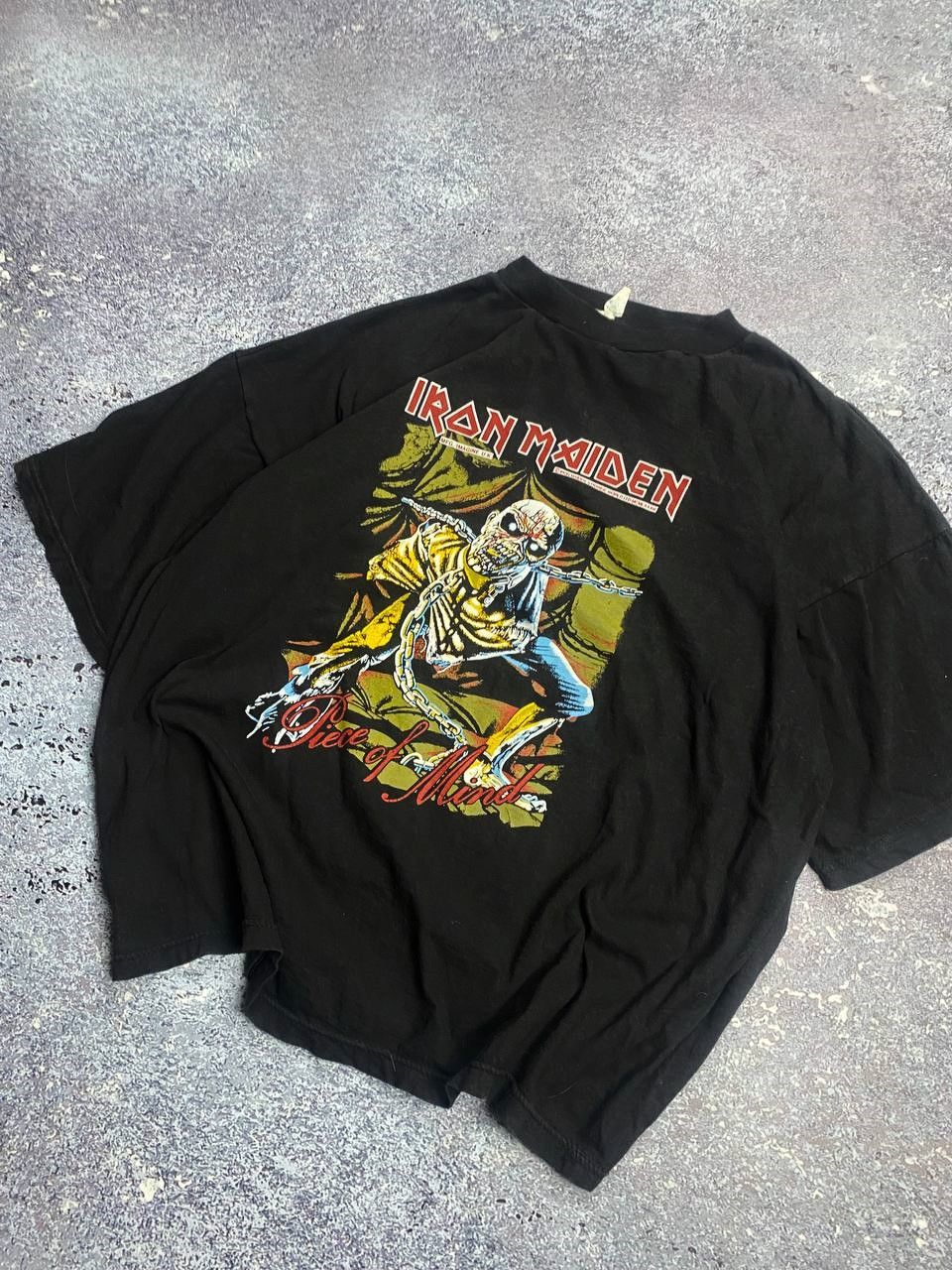 Band Tees × Iron Maiden × Vintage Rare Punk Vintage Iron Maiden Piece of Mind Black T shirt Size US M / EU 48-50 / 2 - 2 Thumbnail