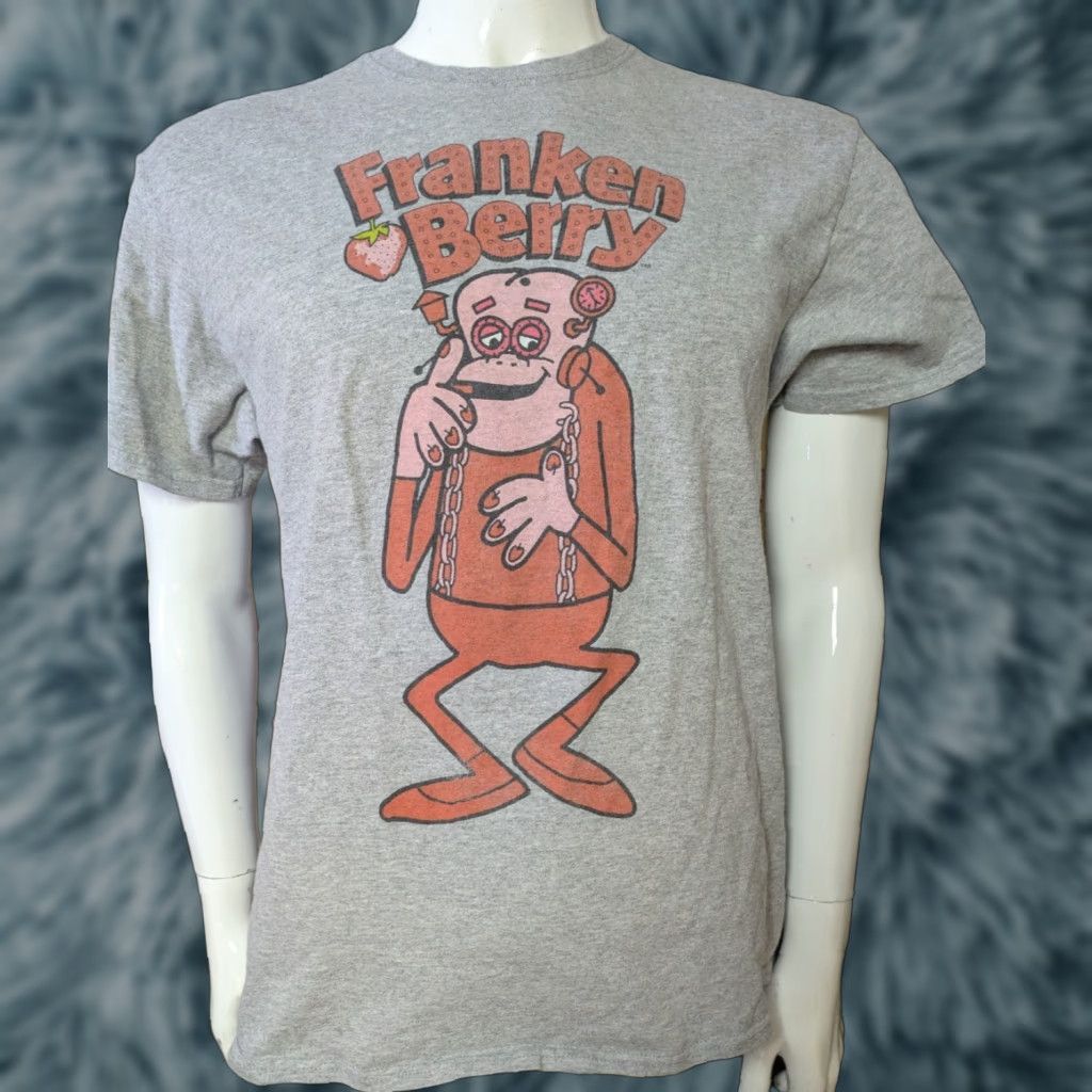 Vintage VINTAGE Franken Berry T Shirt Large Mens Retro General Mills Graphic Print Cotton Blend Crew Neck Short Sleeve Gray 90s Shirts? Size US L / EU 52-54 / 3 - 1 Thumbnail