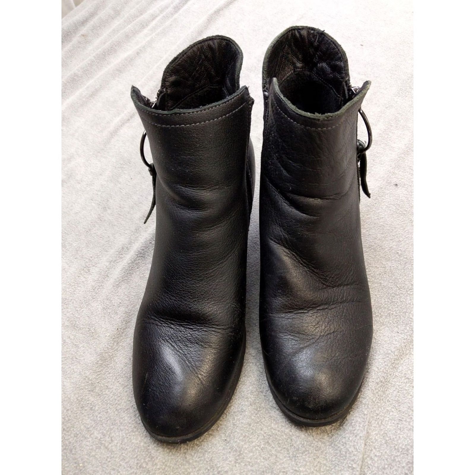 Vintage Boots Womens Size 9 39 Black Leather Ankle Zip Faux Fur Lined Block Heel Booties Size US 9 / IT 39 - 3 Thumbnail