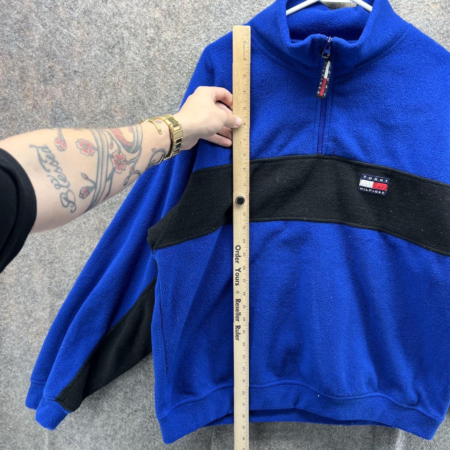 Tommy Hilfiger VINTAGE Tommy Hilfiger Jacket Mens M Blue Black Fleece 1/4 Zip Pullover 90s Size US M / EU 48-50 / 2 - 4 Thumbnail
