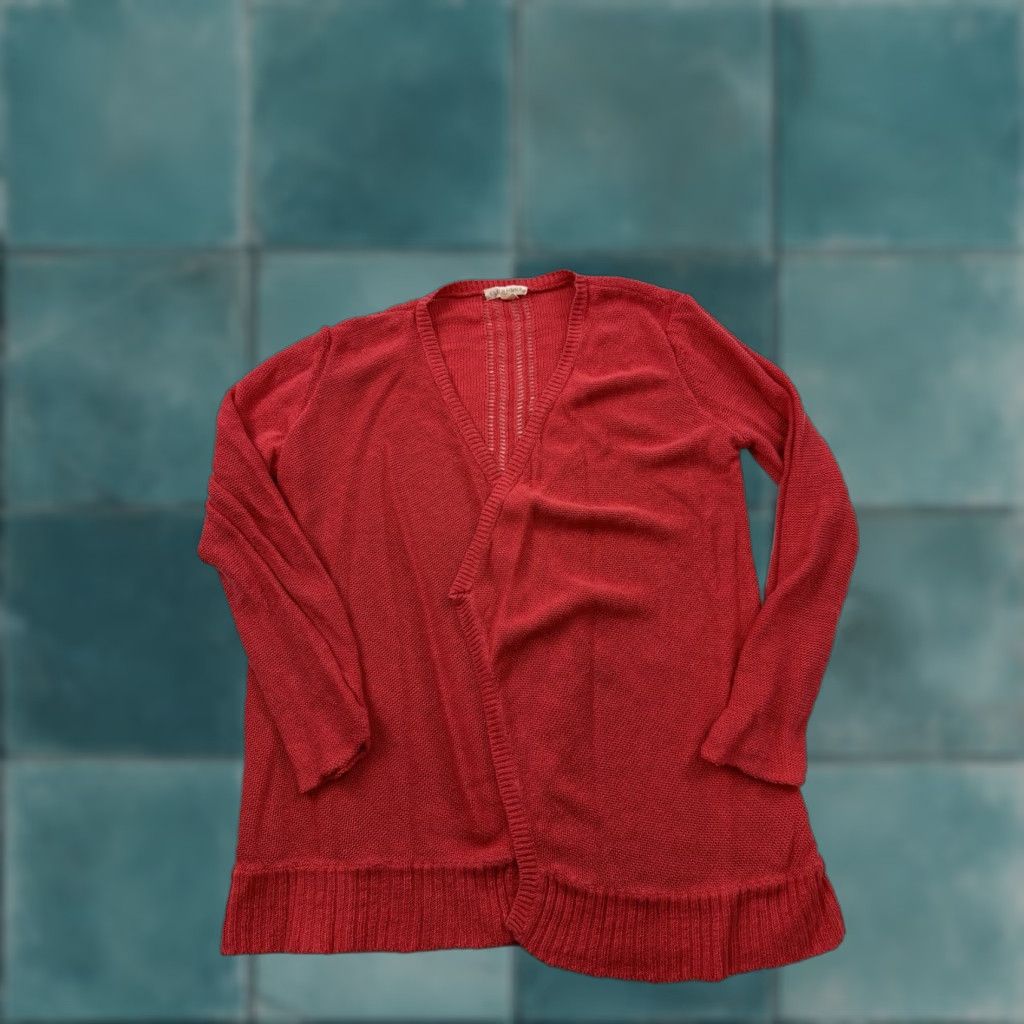 Eileen Fisher Eileen Fisher Sweater Cardigan Womens Medium Red Linen Open Lightweight Knits Solid Vintage No Size M / US 6-8 / IT 42-44 - 1 Thumbnail