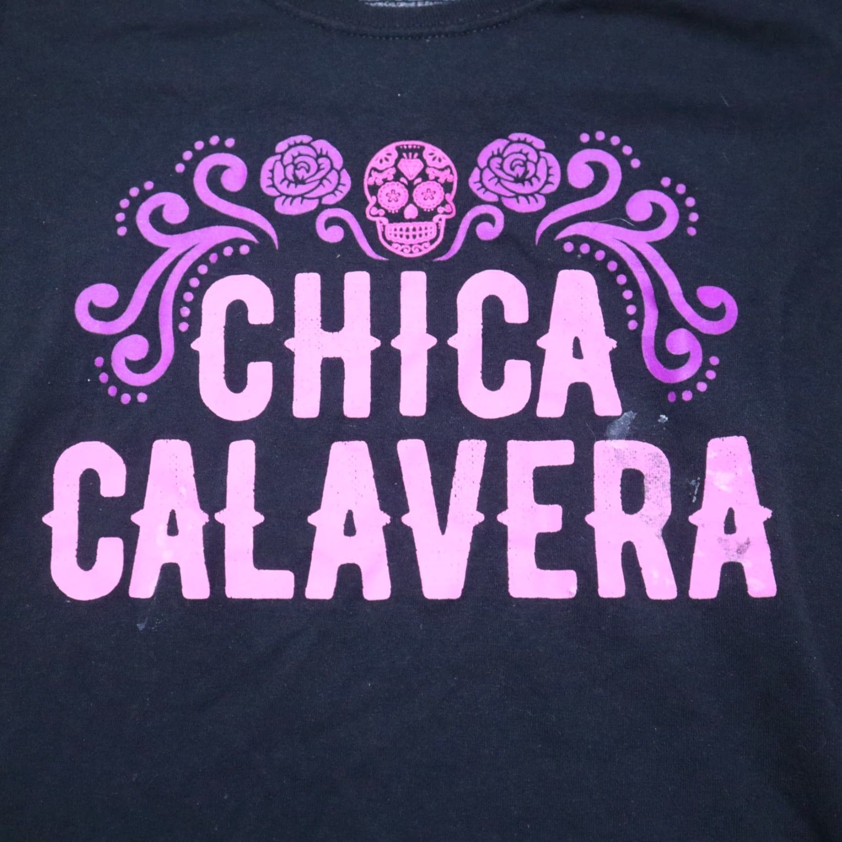 Sugar VINTAGE Chica Calavera Sugar Skull Graphic T Shirt Black White Adult Womens Size S Small Size S / US 4 / IT 40 - 2 Thumbnail