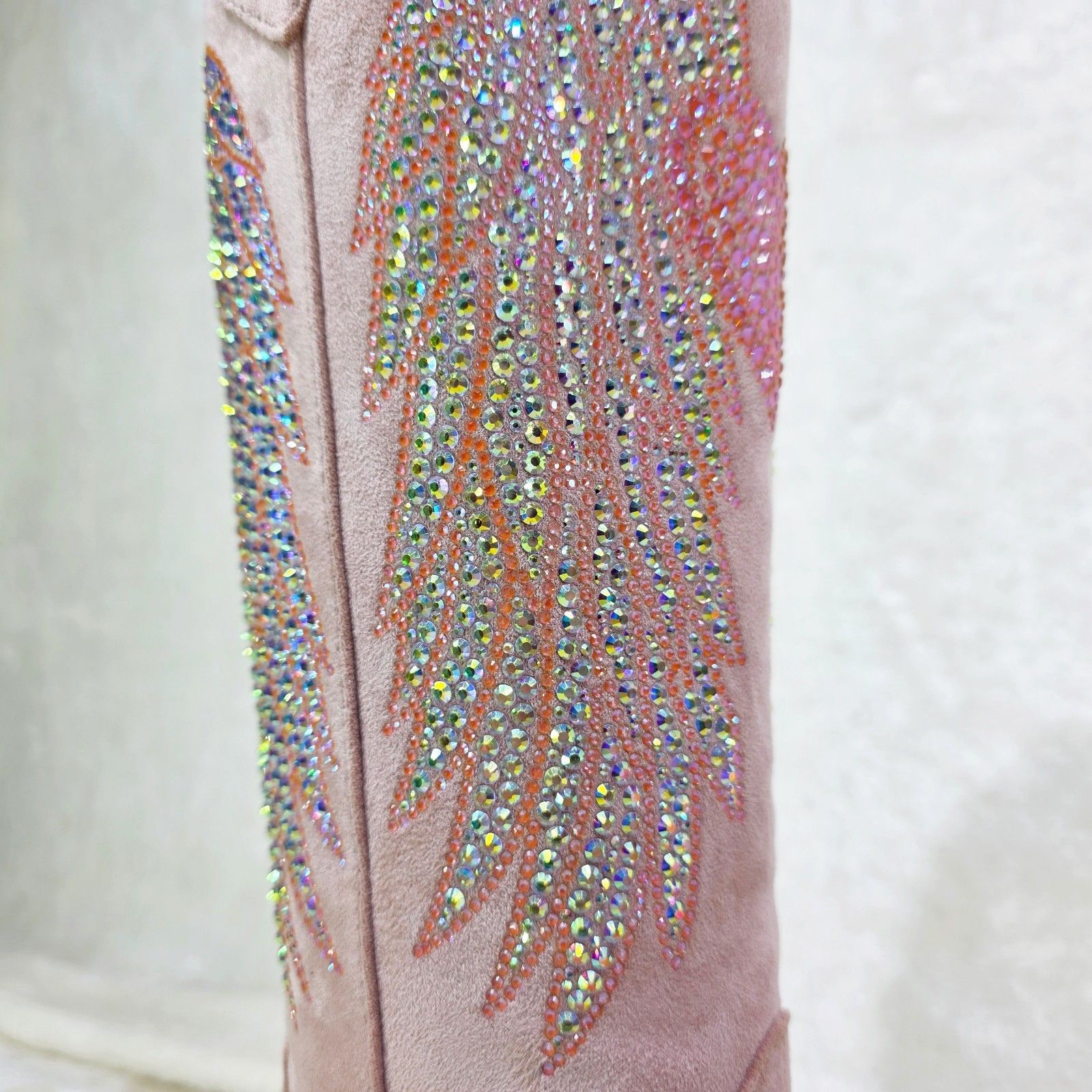 Other Angel Wings Dusty Pink Rhinestone Country Western Cowgirl K Size US 12 / IT 42 - 4 Thumbnail