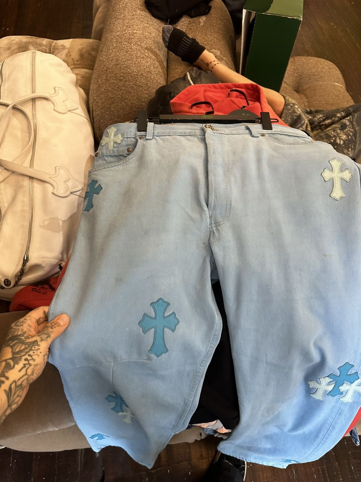 Chrome Hearts × Drake × Levi's DRAKE PERSONAL CHROME HEARTS CROSS PATCH JEANS Size US 40 / EU 56 - 12 Thumbnail