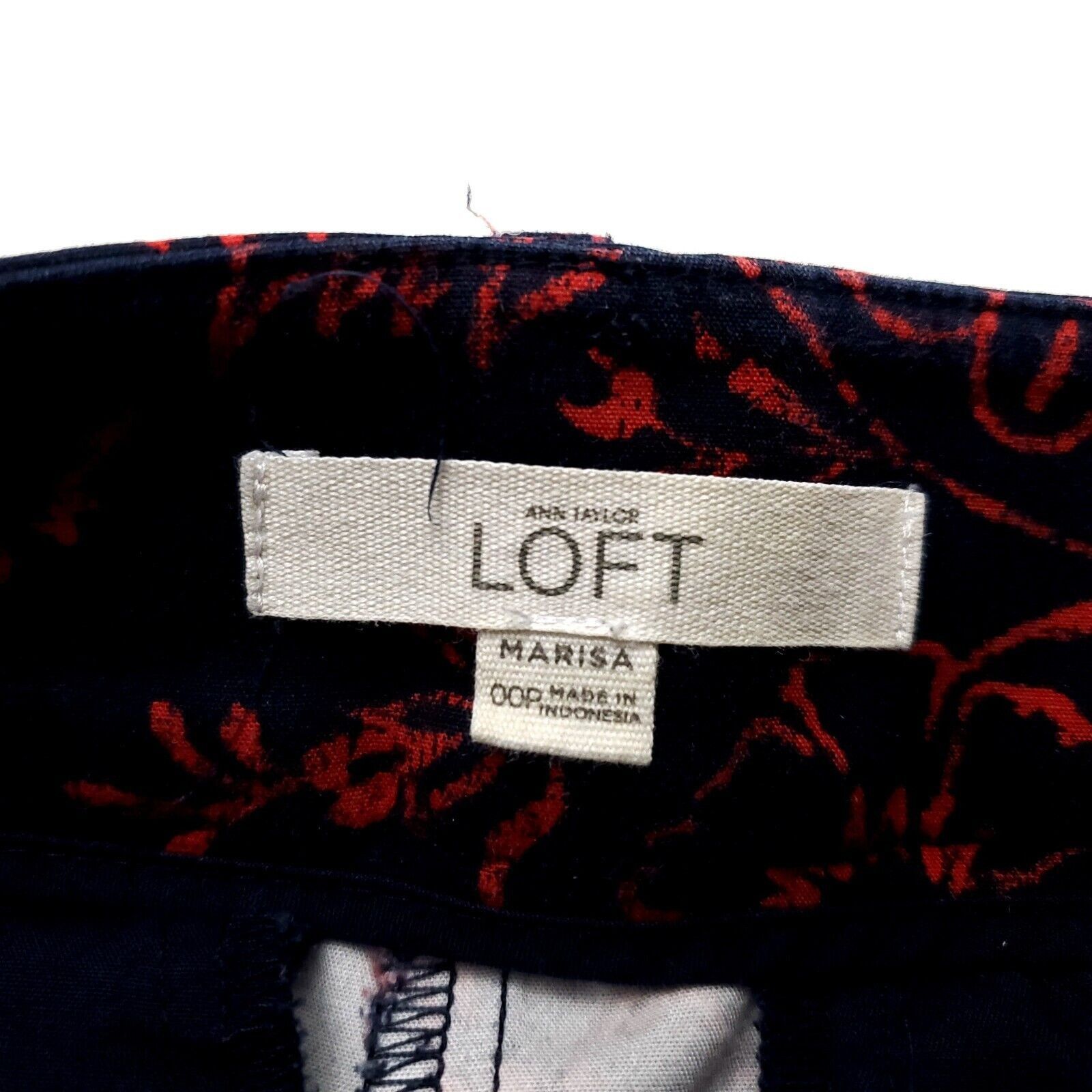 Ann Taylor Ann Taylor Loft Riviera Blue Red Floral Capri Cotton Rayon P Size 29" - 2 Thumbnail