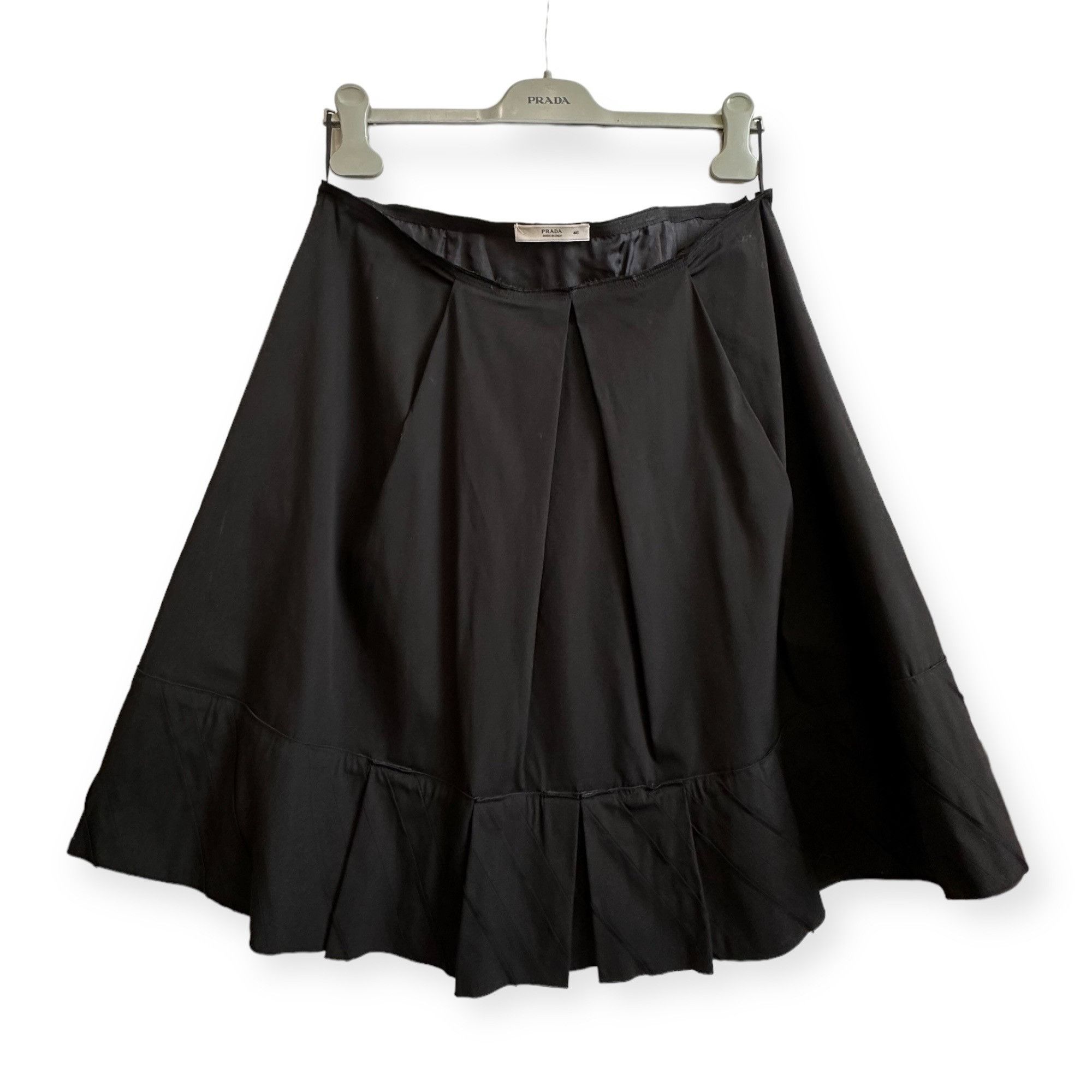 Prada Prada A line Black Cotton Skirt, Size 46 Italy/L, Never worn Size 32" / US 10 / IT 46 - 1 Thumbnail