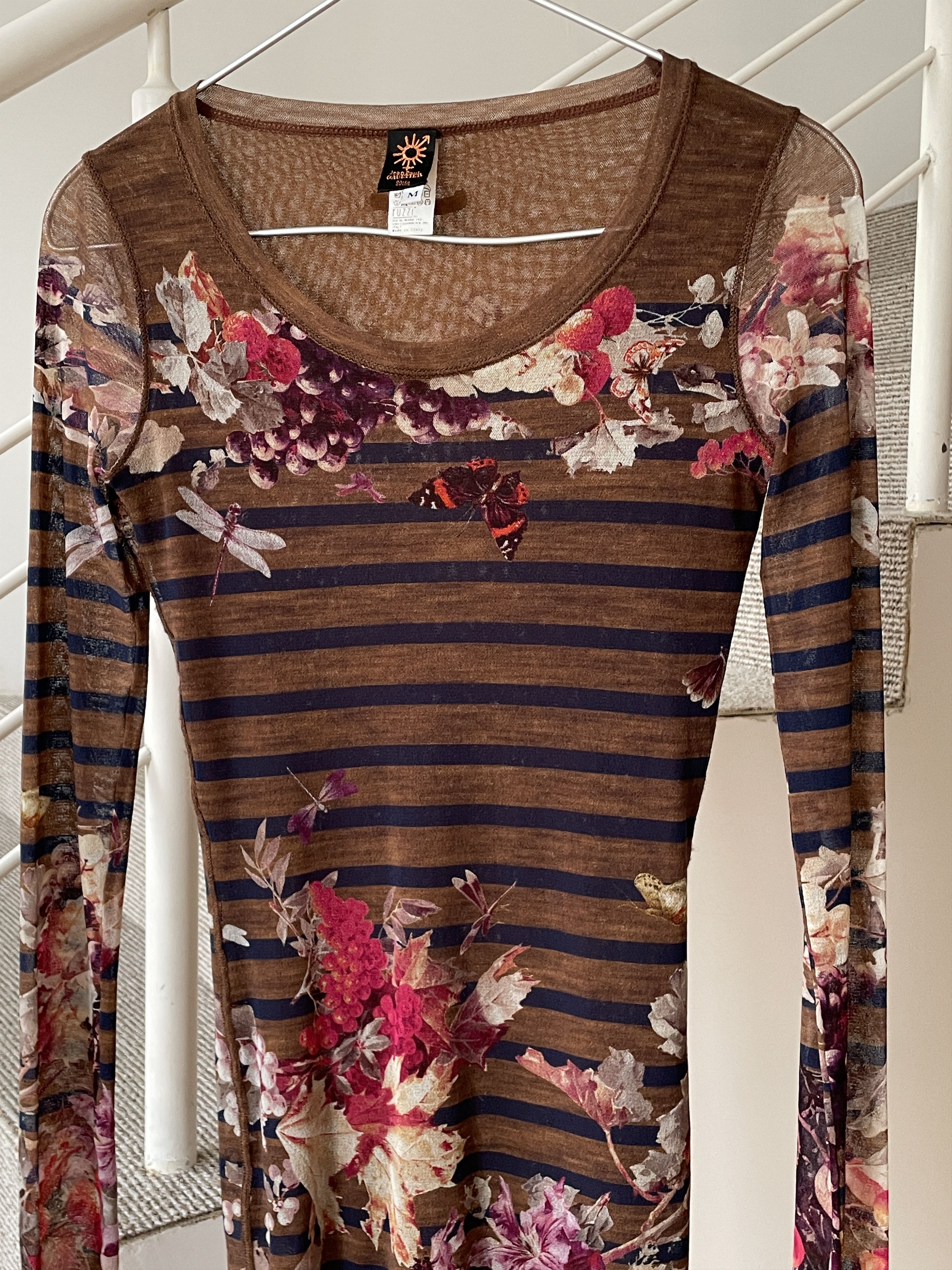 Jean Paul Gaultier × Vintage JEAN PAUL GAULTIER Mesh Dress Top Long Sleeve Graphic E2669 Size M / US 6-8 / IT 42-44 - 4 Thumbnail