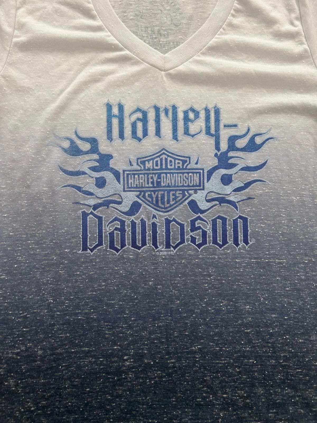 Harley Davidson Harley-Davidson Blue Flame Ombre V-Neck Tee – Barrie Size M / US 6-8 / IT 42-44 - 2 Thumbnail