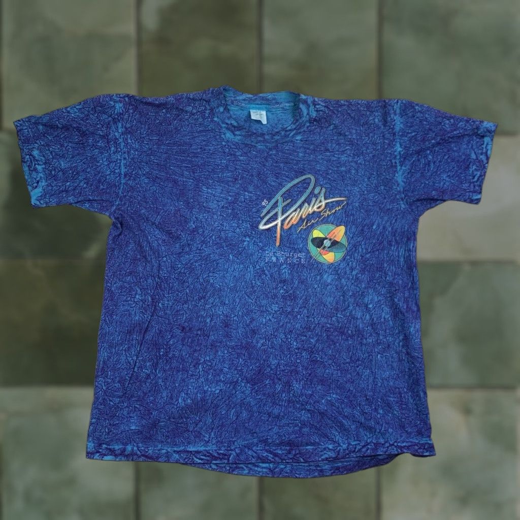 Vintage VINTAGE Paris Air Show Shirt Adult Large Blue 1993 Le Bourget Tie Dye 90s Mens Shirt Size US L / EU 52-54 / 3 - 1 Thumbnail