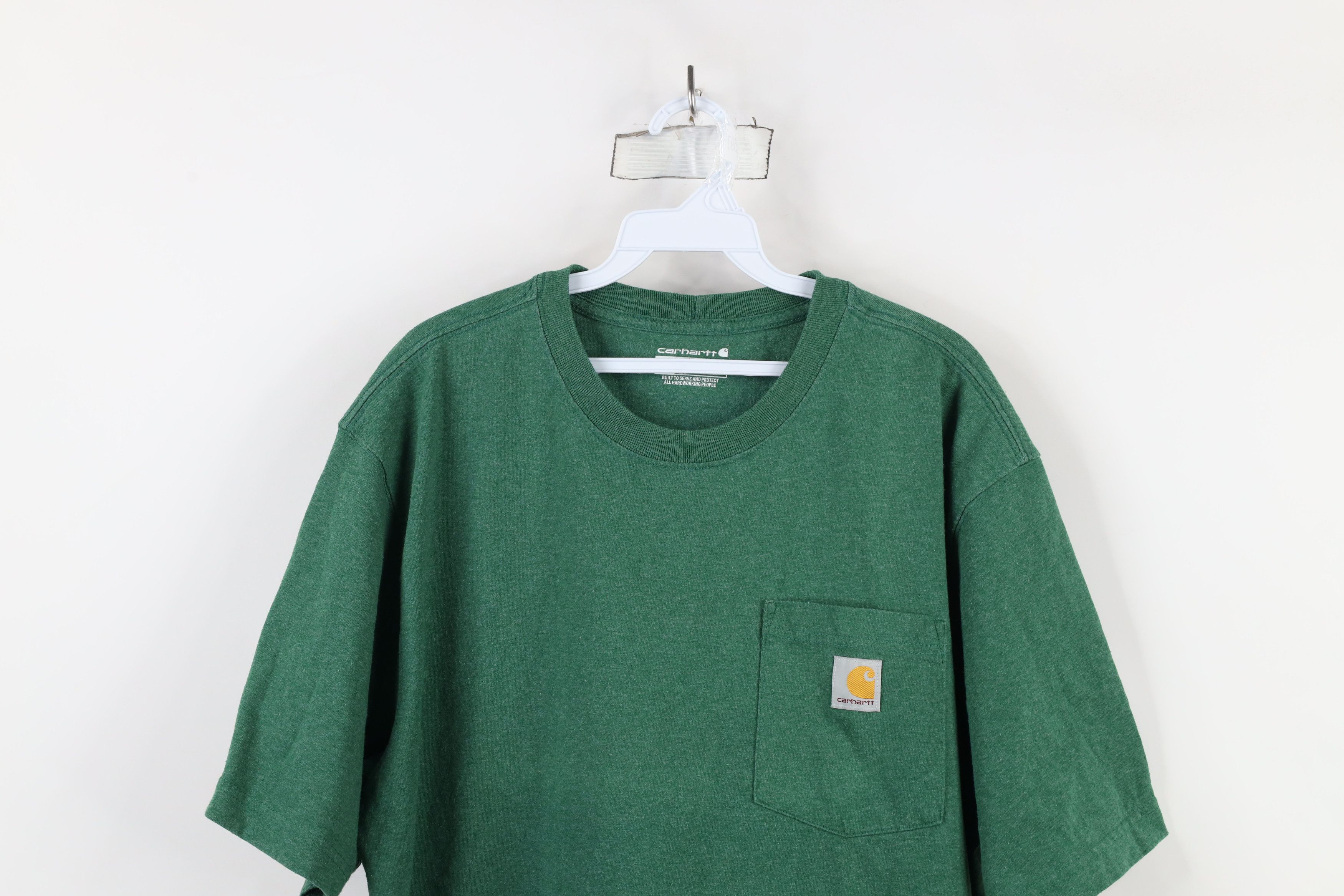 Carhartt × Vintage Vintage Y2K Carhartt Spell Out Pocket T-Shirt Heather Green Size US L / EU 52-54 / 3 - 2 Thumbnail