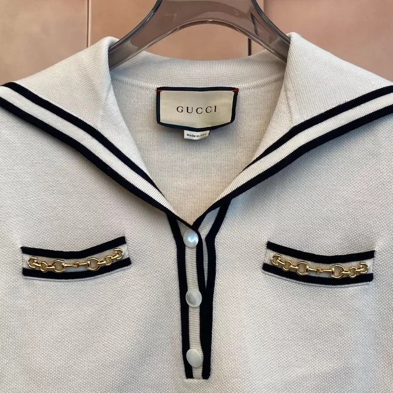 Gucci Gucci Popular horse buckle navy collar wool short sleeves 2 Size US S / EU 44-46 / 1 - 3 Thumbnail