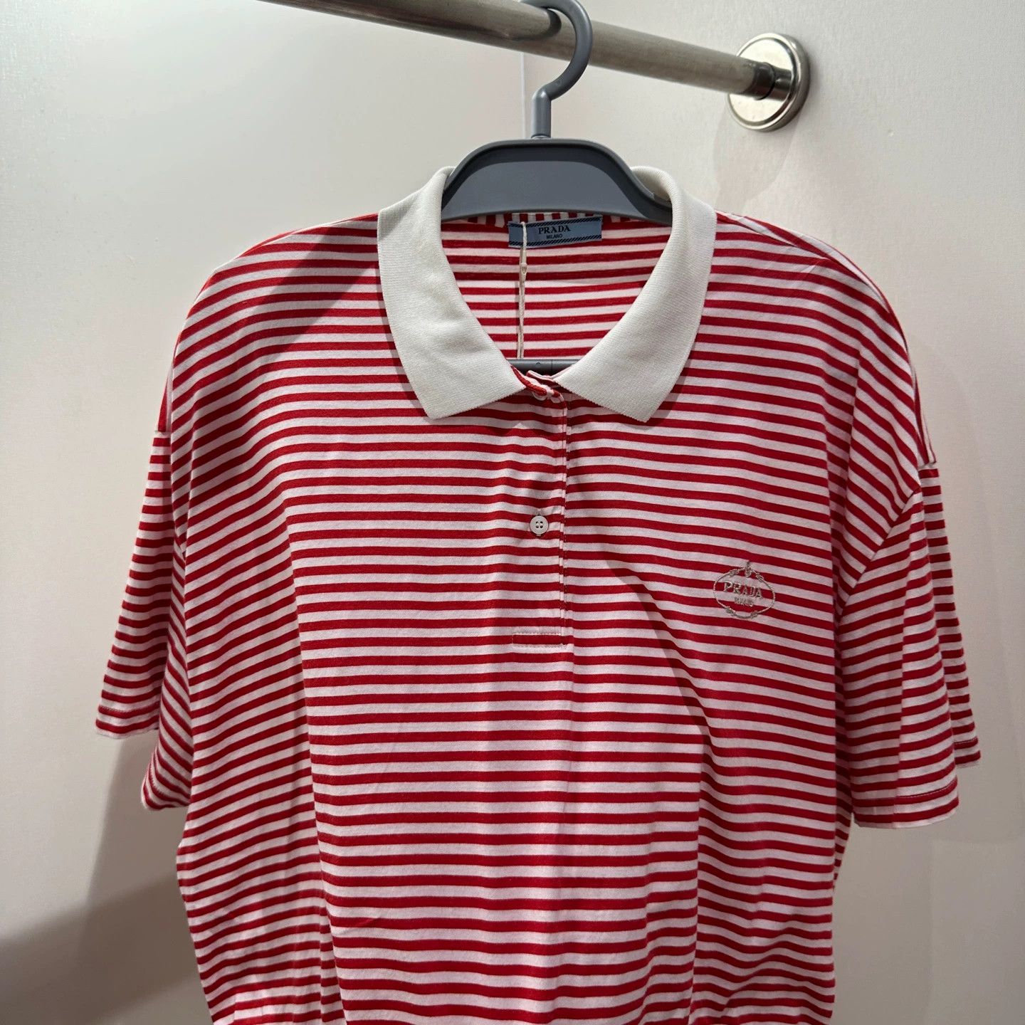 Prada Prada apr723 striped slogan embroidery short Polo shirt Size M / US 6-8 / IT 42-44 - 7 Thumbnail