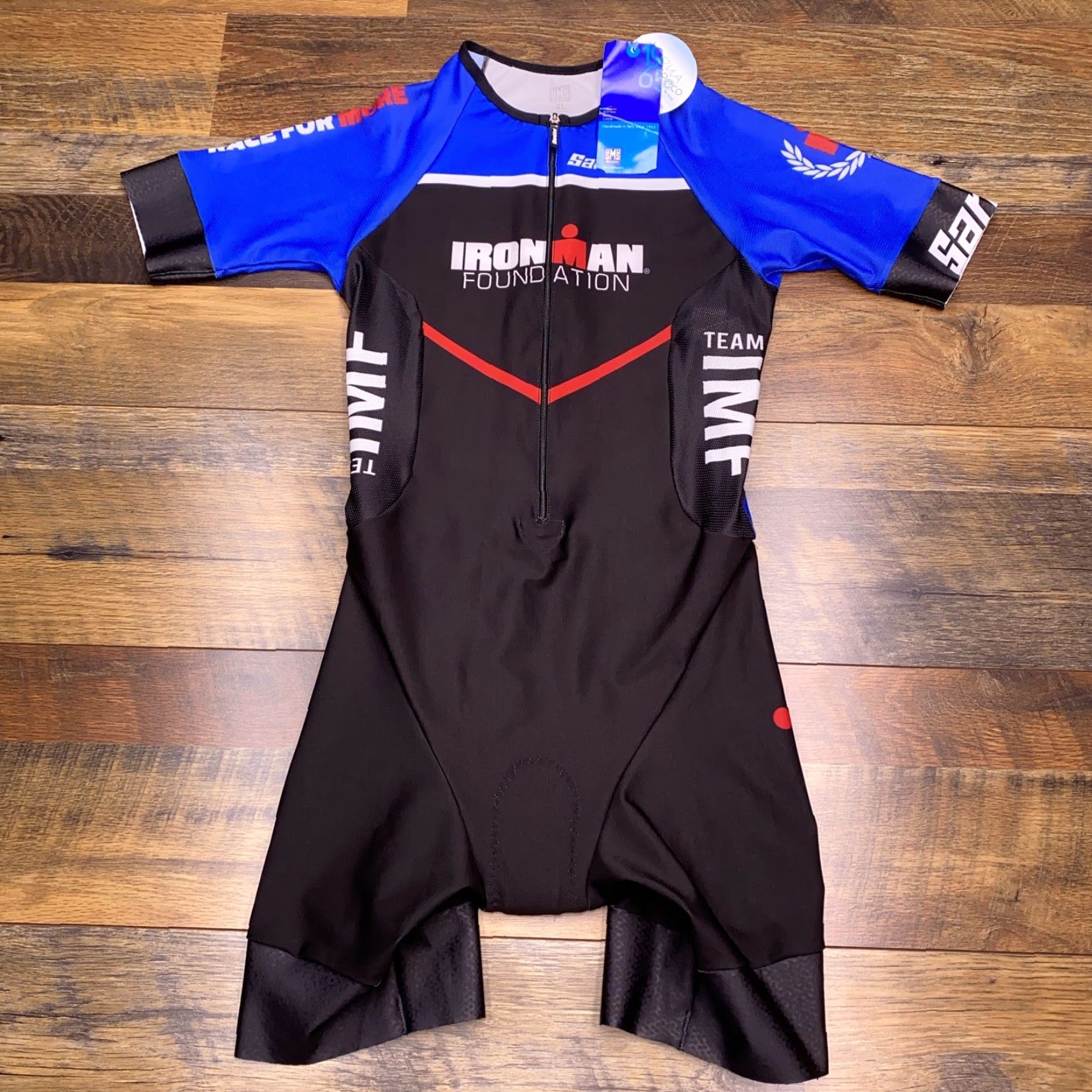 Vintage Santini Sleeved Trisuit Womens XL Blue Acqua Zero Iron Man Italy New Size ONE SIZE - 2 Thumbnail