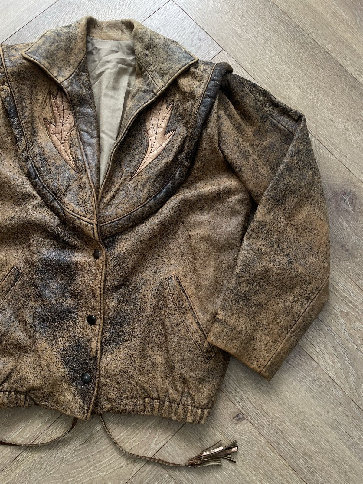 Vintage Washed Brown Retro 90s Genuine Real Leater Bomber Punk Rock Size US M / EU 48-50 / 2 - 4 Thumbnail