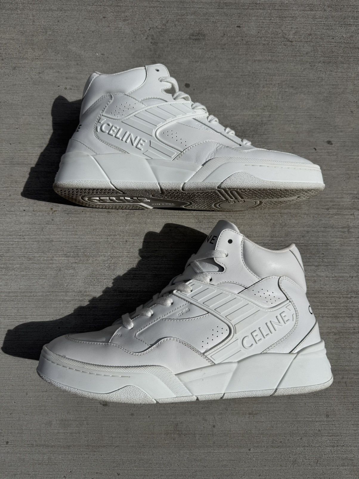 CELINE CT-06 OPTIC WHITE LEATHER SNEAKERS 42 EU / 9 US