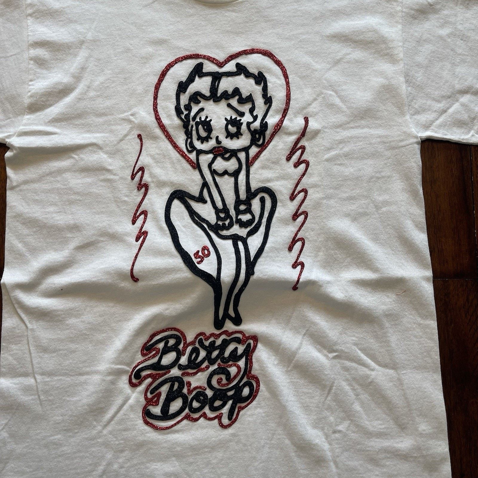 Jerzees Betty Boop Custom TShirt M Thick Glitter Paint Cute Funny Size US M / EU 48-50 / 2 - 2 Thumbnail