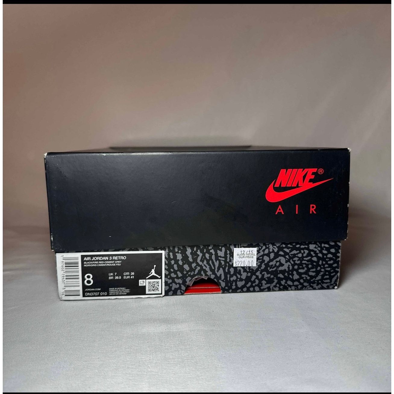 Jordan Brand × Nike Size 8 - Air Jordan 3 Retro OG Black Cement 2024 Men's Shoes Size US 8 / EU 41 - 9 Thumbnail